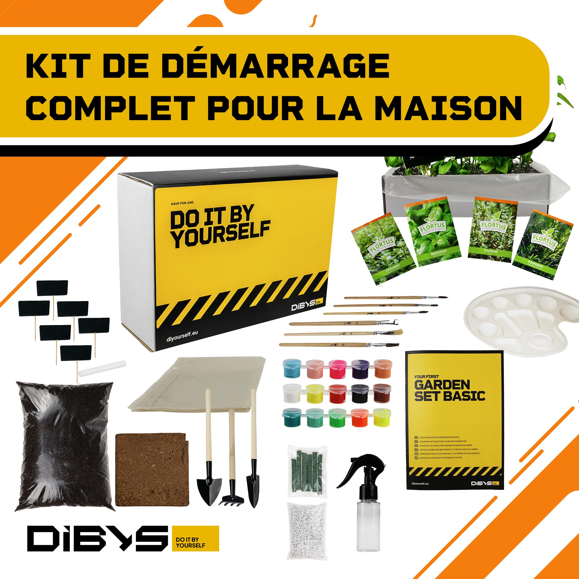 Kit de Jardinage pour Enfant Herbes Aromatiques avec Graines Outils en Bois Terre Set Plantation Thym Basilic Origan Romarin