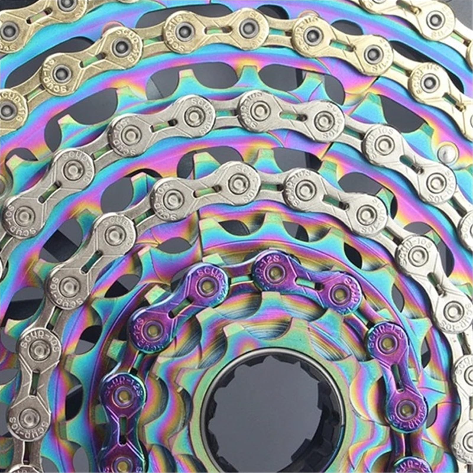 Compatibile con la catena for bici cava RIRO 9-12 velocità | Trasmissioni MTB da strada 9-12 velocità anodizzate a 126 maglie(Colorful X12EL)