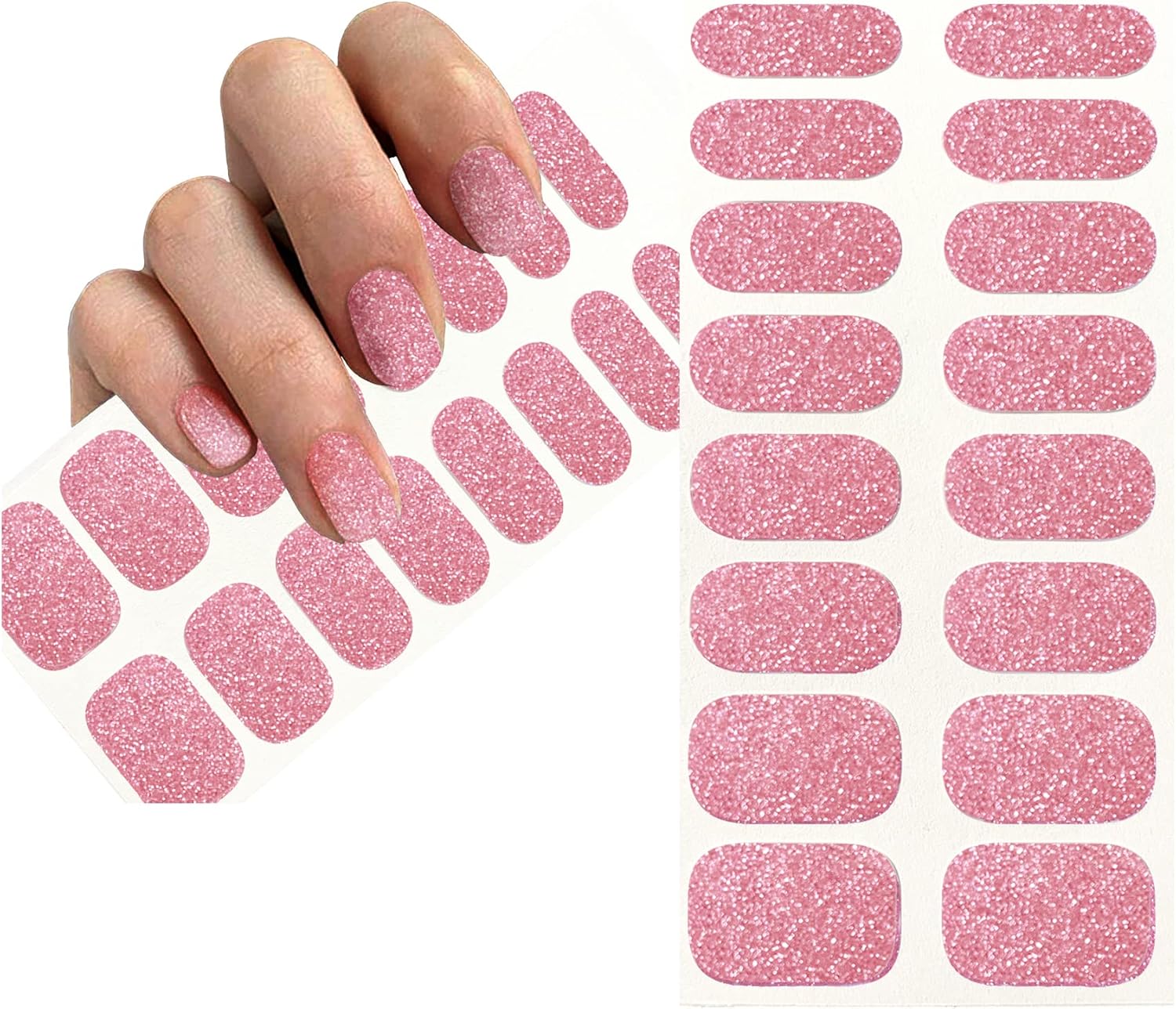 SelfAdhesive Glitter Shiny Pink Full Nail Wraps Stickers