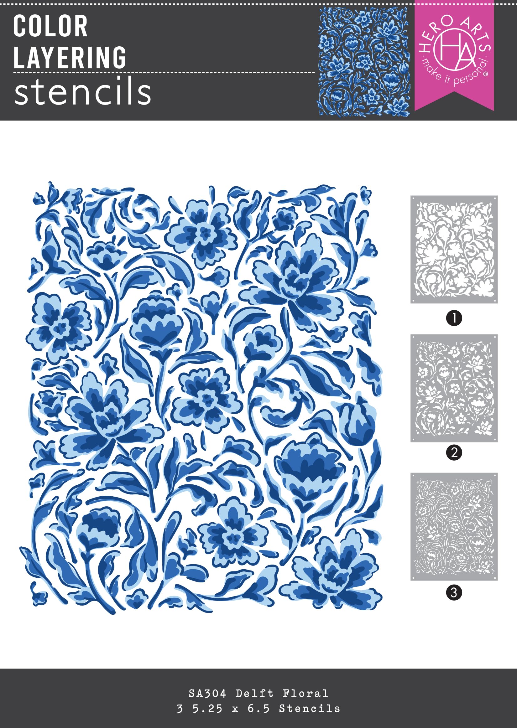 Hero Arts Metal Color Layering Delft Floral Stencils
