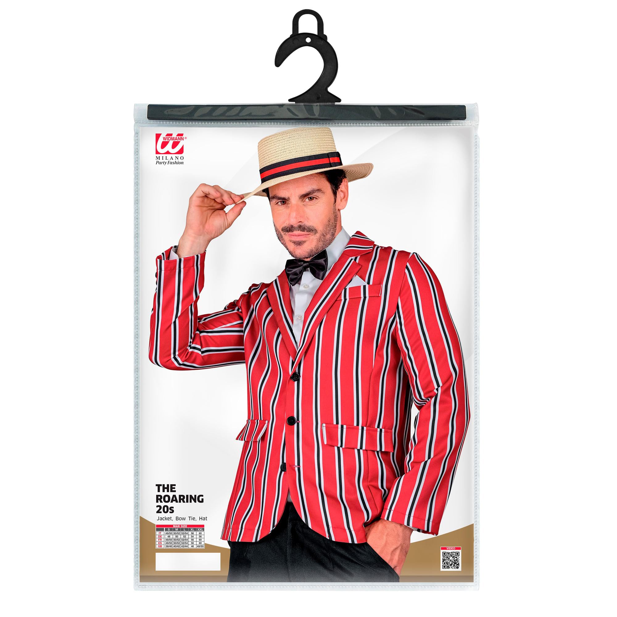 W WIDMANN MILANO Party Fashion - Traje años 20, chaqueta, pajarita, sombrero, caballero, showman, disfraces