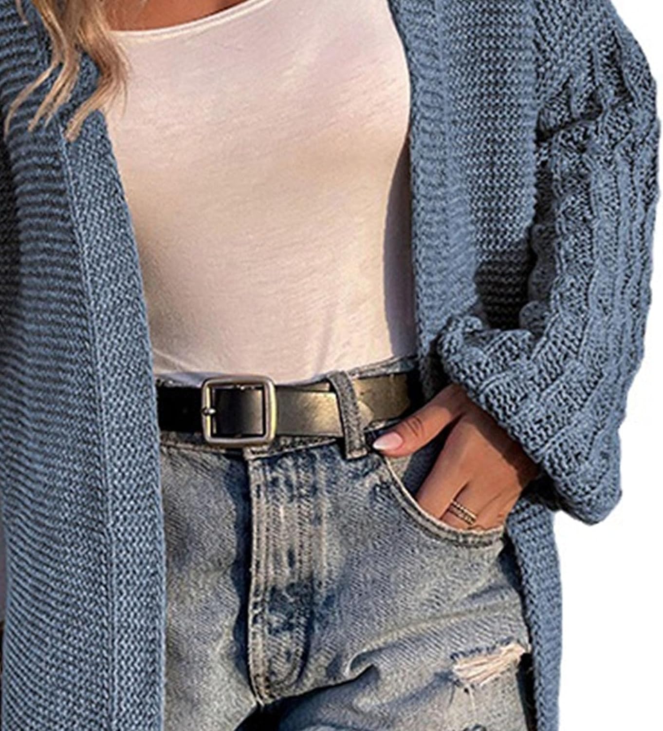 Women's Long Sleeve Open Front Cardigan Casual Loose Fall Cardigans Sweater Trendy Knit Jacket Coat with Pockets