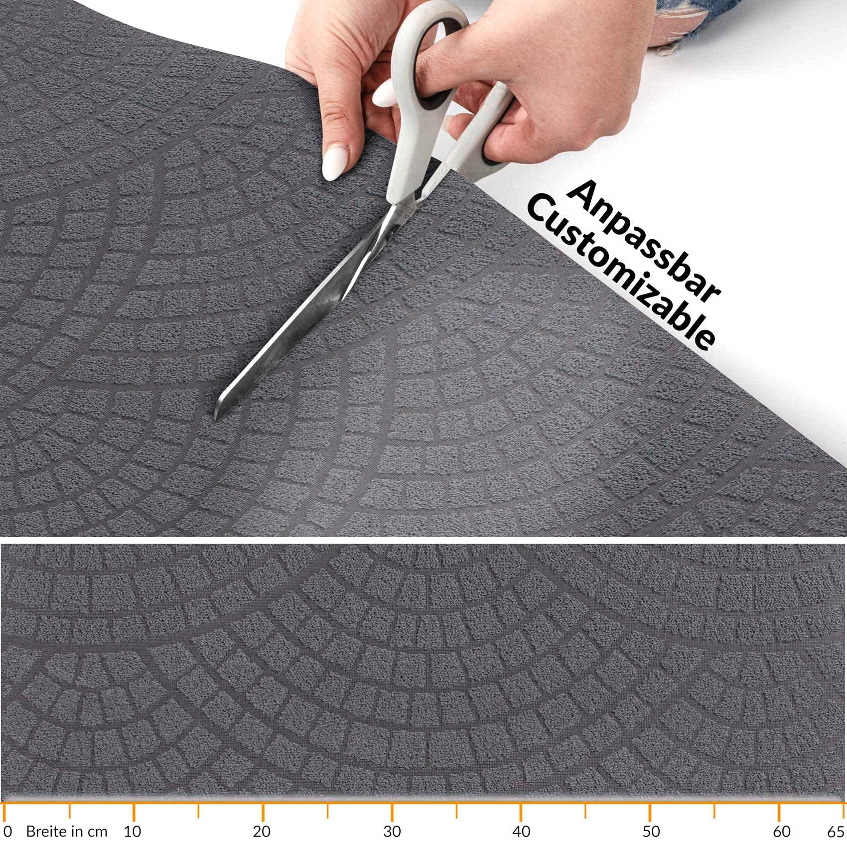 ANRO Teppich Läufer Küchenläufer Küchenteppich Läufer Flur Teppich Velours rutschfest waschbar für Flur, Schlafzimmer, Wohnzimmer, Küche Davis Anthrazit 67 x 400cm