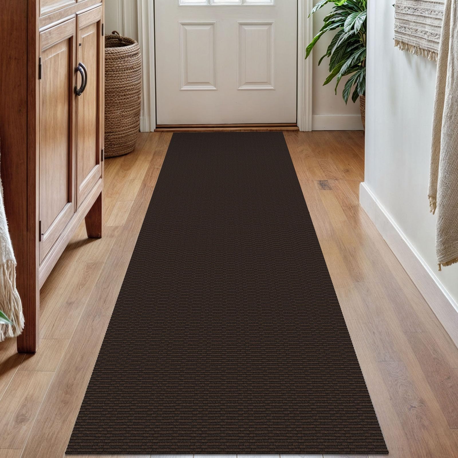 KOZYFLY Washable Runner Rug 2x7 ft Hallway Runner Kitchen Runner Rugs with Rubber Backing Bobo Entryway Runner Indoor, Carpet Runners for Hall Entrance Bedroom, Dark Coffee/Brown — image 1