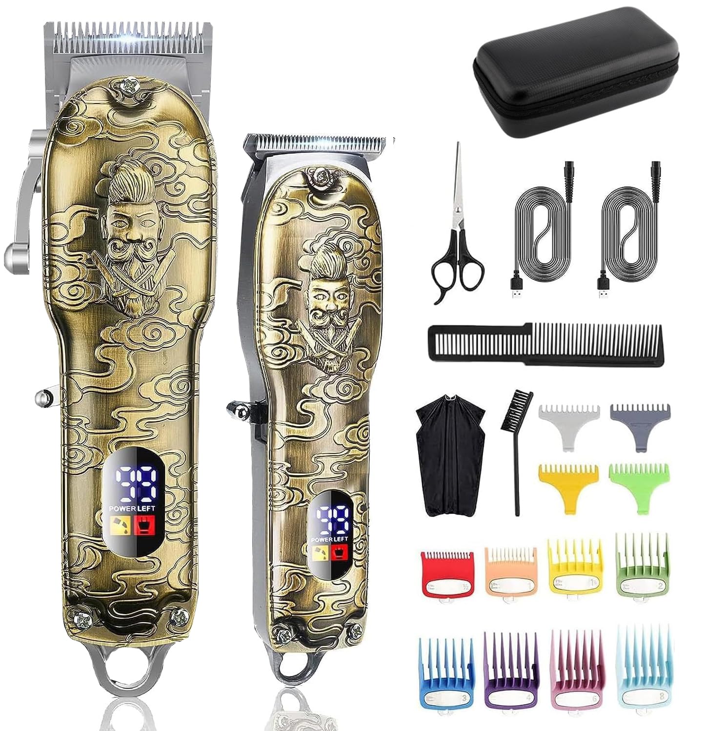 Suttik Hair Clippers for Men Beard Trimmer Set with Case, Professional Cordless Barber Clippers for Hair Cutting Grooming Kit, Rechargeable, LCD Display, Valentines Day Gift for Men