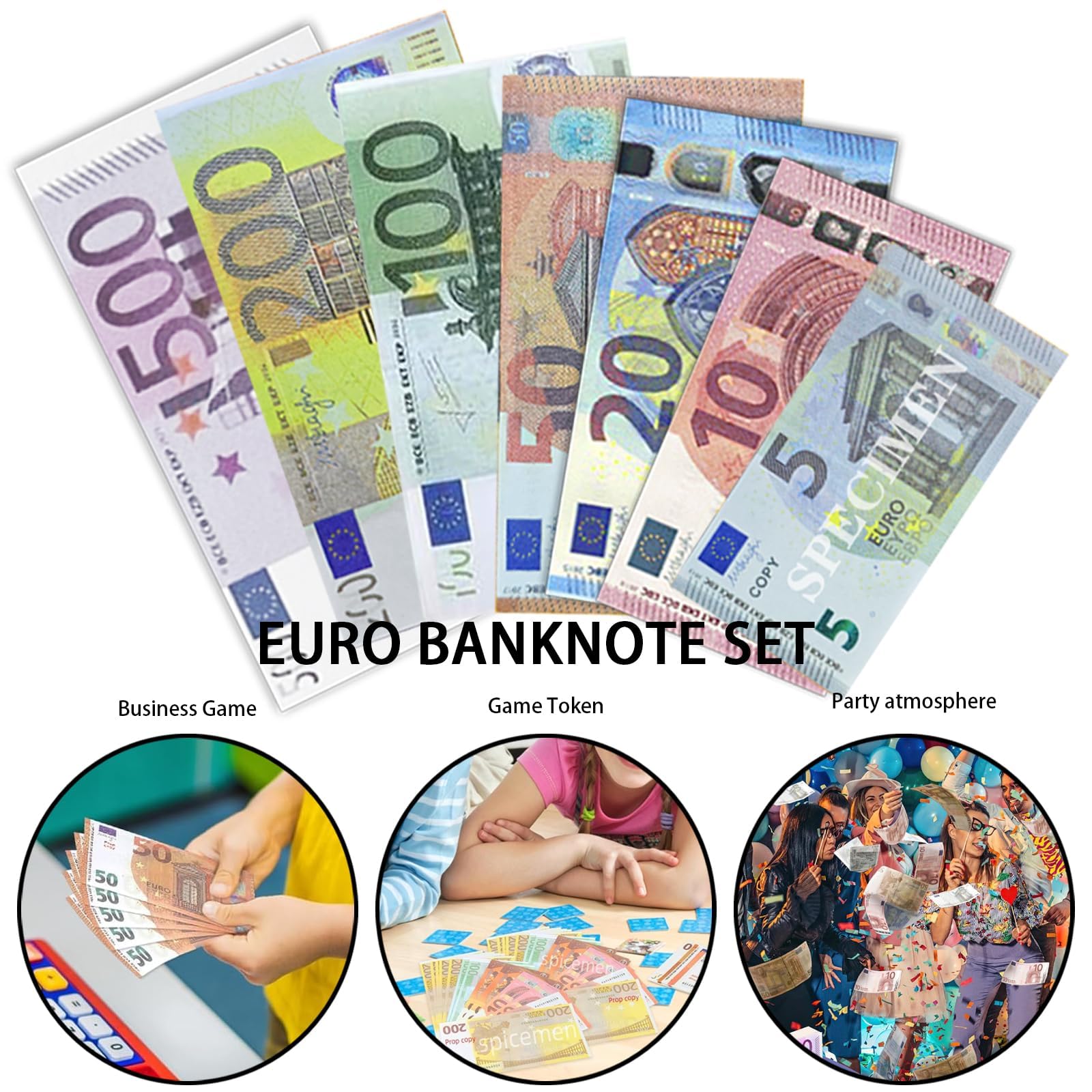 AUNGCSHE Lot de 350 billets pour jouet, 5/10/20/50/100/200/500 billets de jouet, pour apprendre, jouer à des rôles et profiter du jeu - 3
