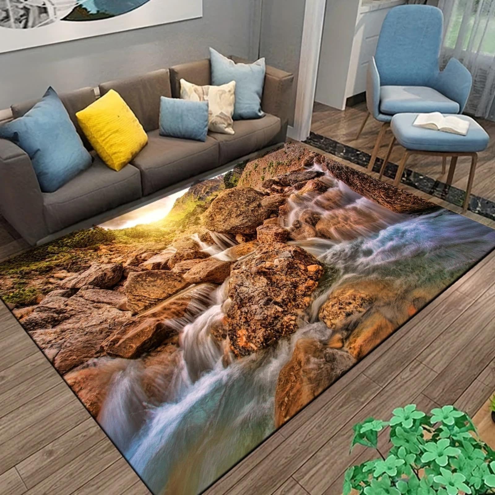 Tapis de paysage naturel grand format 140x200 cm antidérapant