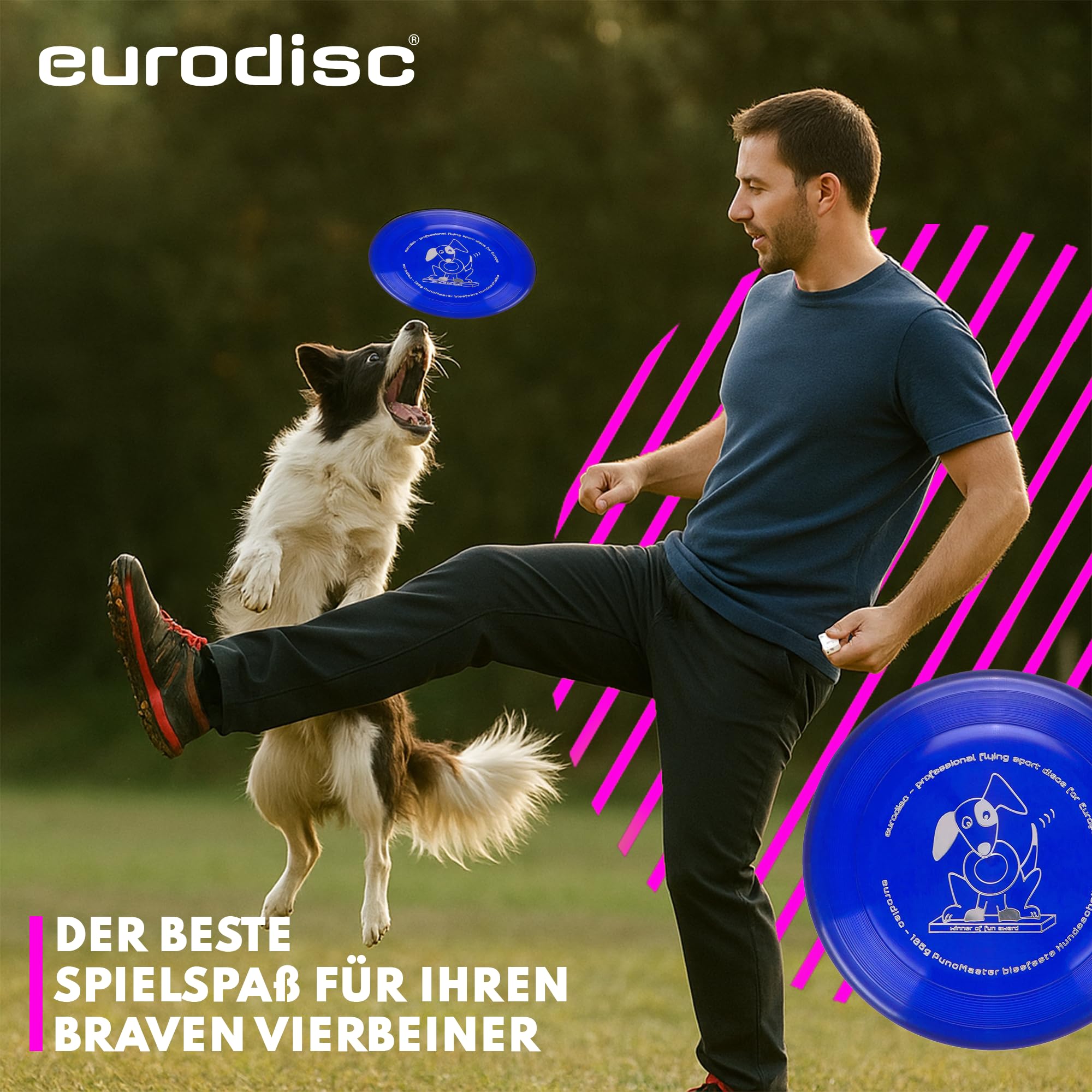 eurodisc 135g Discdogging bissstarke Hunde Frisbee PuncMaster Fun Award BLAU