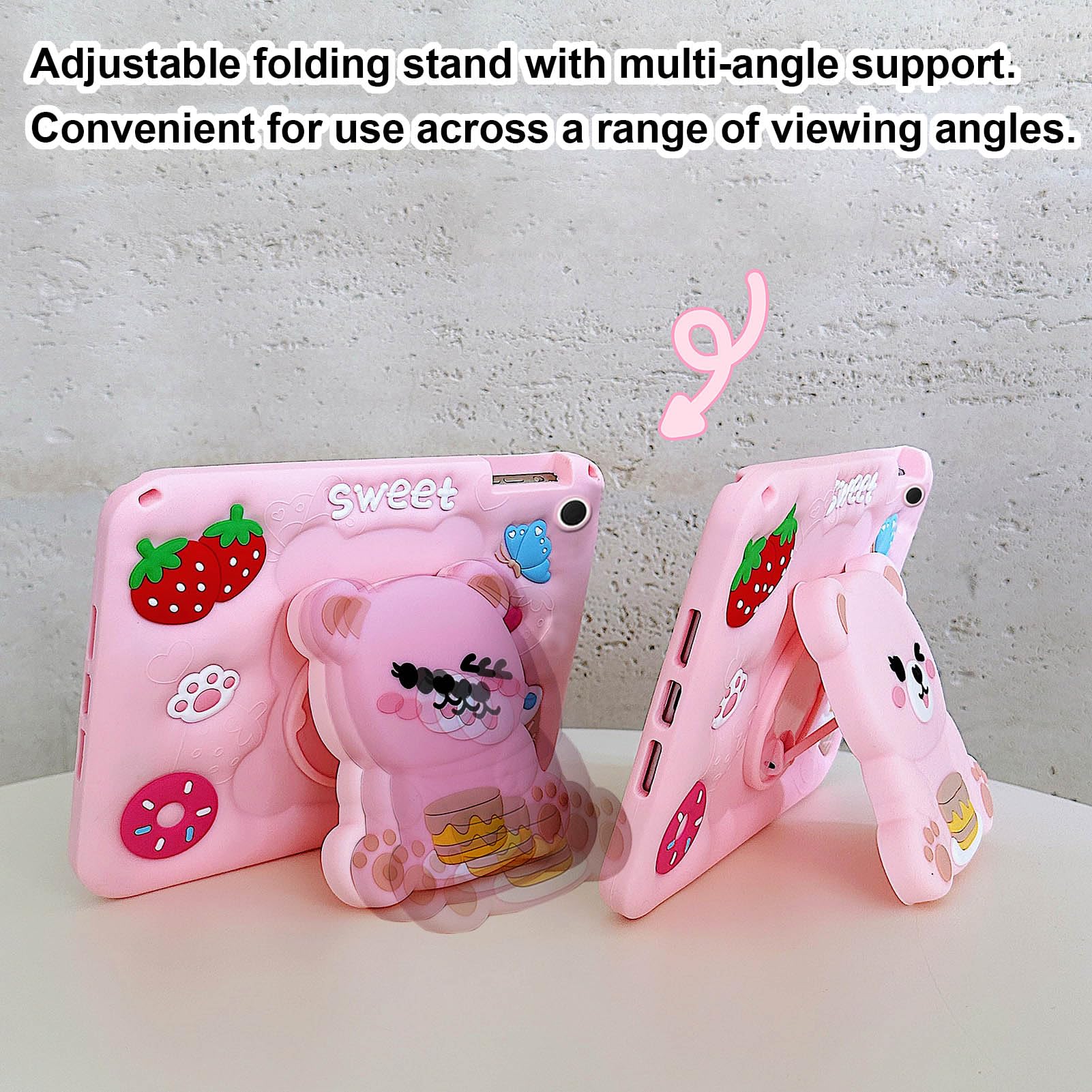 Bambini Cover per Samsung Galaxy Tab A8 10,5 Pollici 2021 (SM-X200/X205/X207) Case, Custodia Morbida in Silicone Antiurto con Portamatite, Carino Supporto Pieghevole, Tracolla