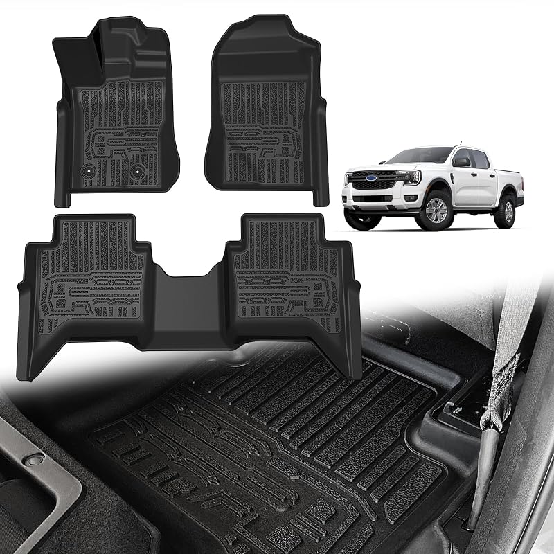 Tapetes automotivos TPE sob medida para Ford Ranger SuperCrew 2024, 2025 e 2026 TripleAliners