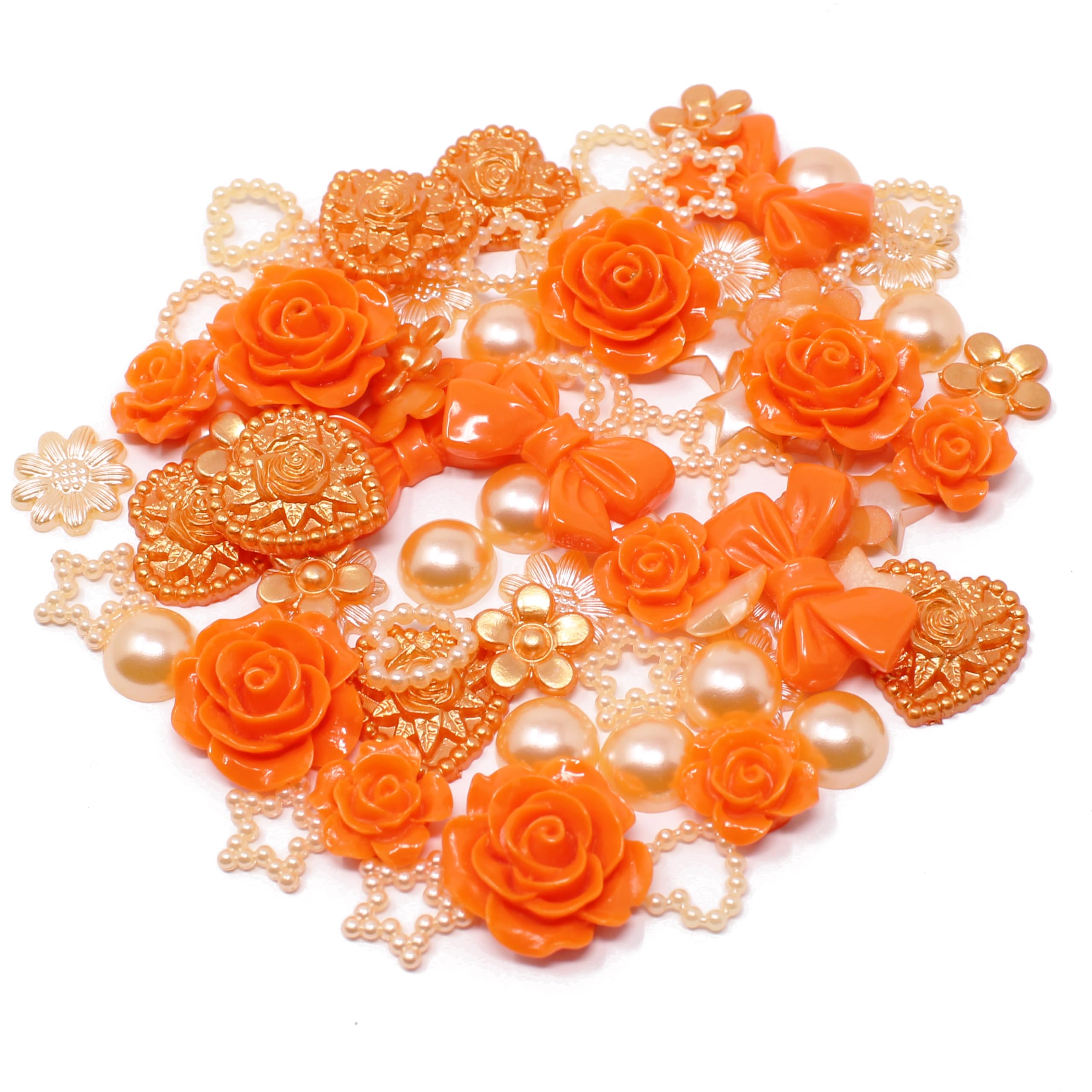Special Touches Orange 80 Mix Shabby Chic Resin Flatbacks - Vibrant Embellishments For Creative Cardmaking And Scrapbooking Projects