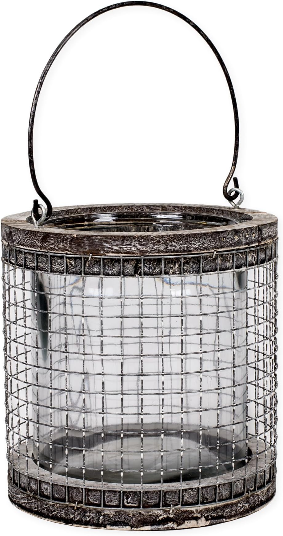 Honey and Me Large Round Mesh Chicken Wire 7 inch Natural Birch Lantern Decoration with Handle