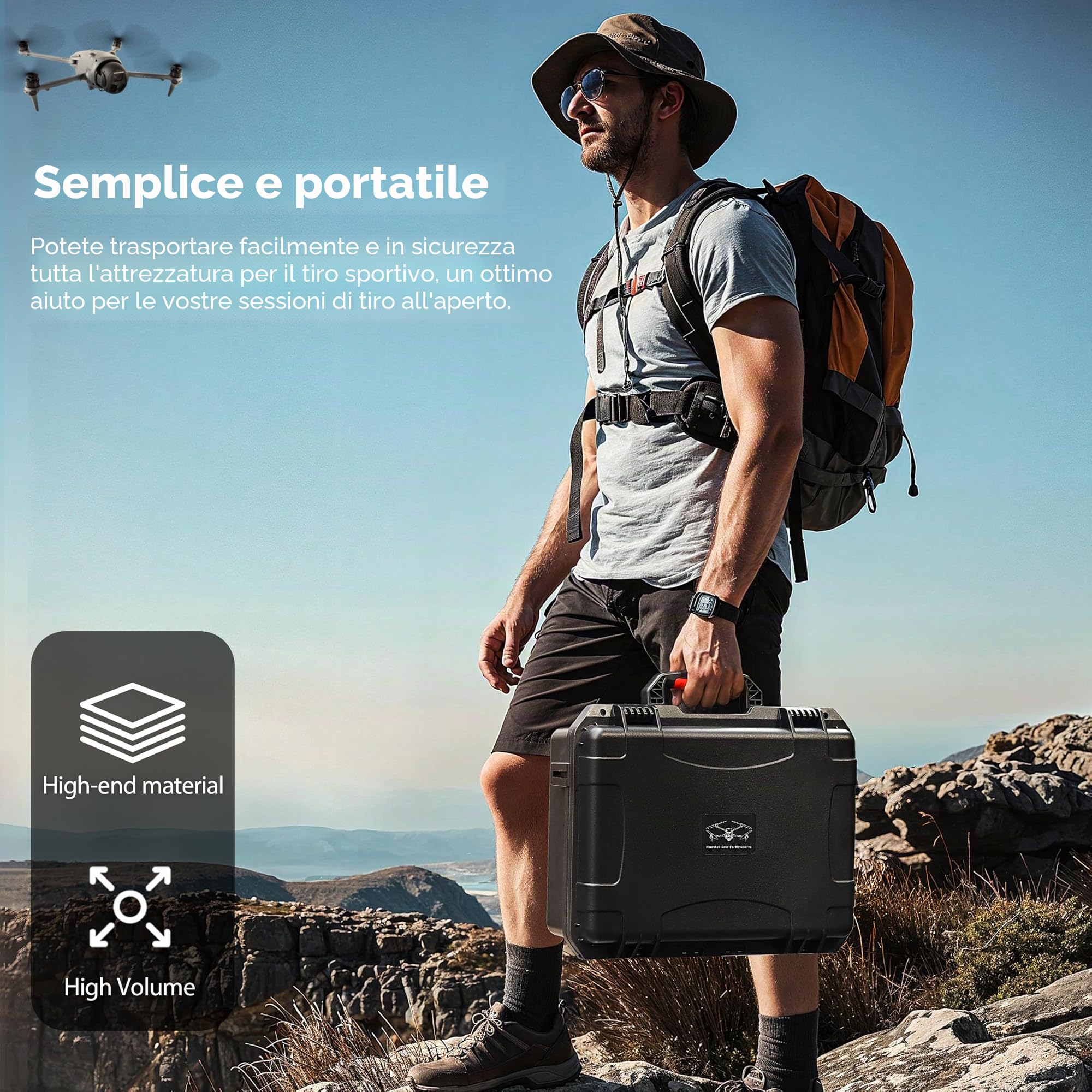 Custodia rigida impermeabile per DJI Mavic 4 Pro Drone Combo Fly More adatta a DJI RC 2/Pro 2 fino a 9 batterie, stazione di ricarica, filtro e accessori