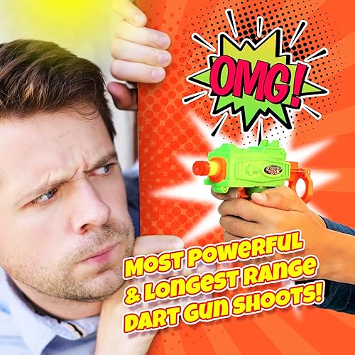 Miniatura 11 de JA-RU - Mini pistola de dardos de espuma (2 pistolas de juguete) con 5 dardos de espuma de bala suave de repuesto para niños. Juguete de pistola