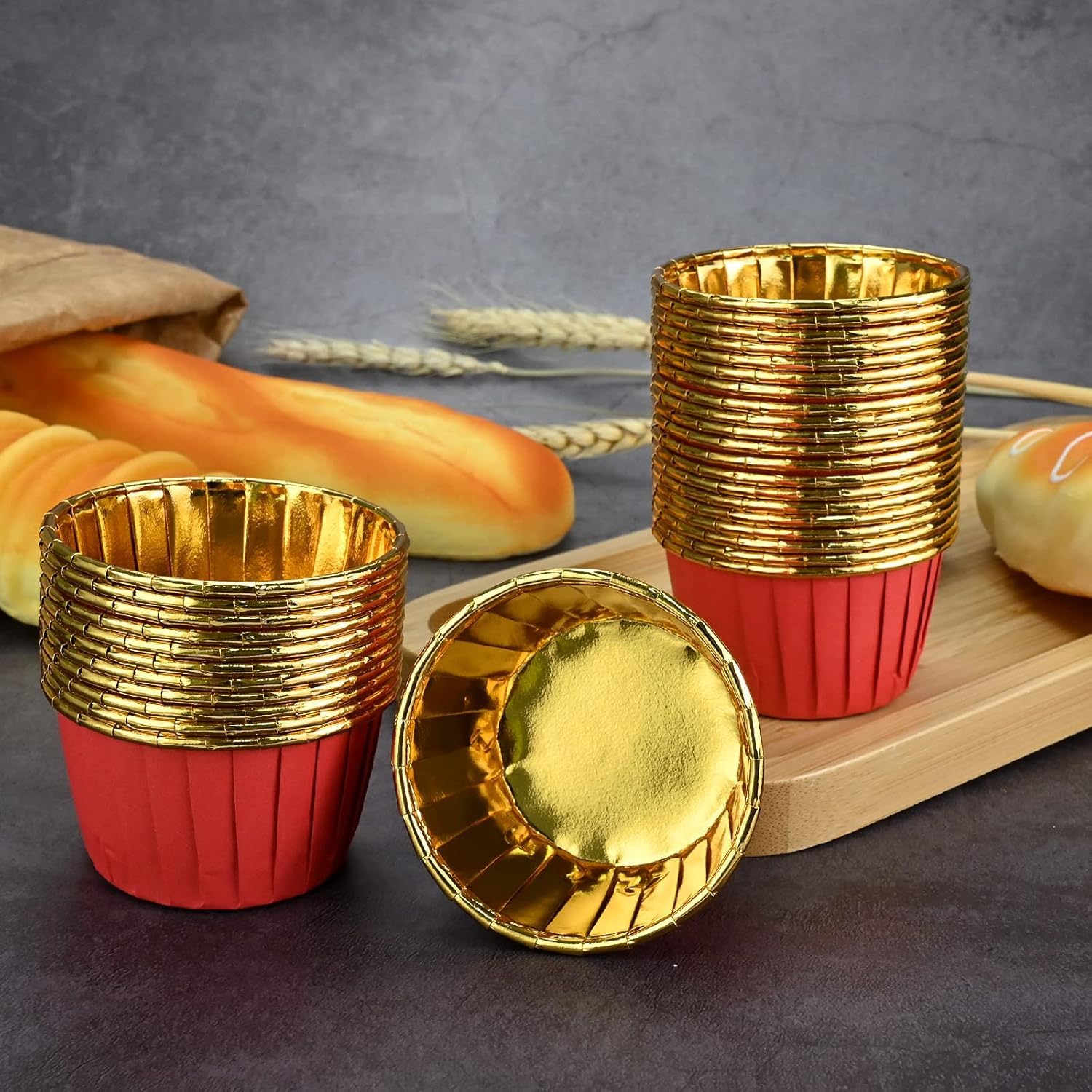 50 Pièces Caissettes à Cupcakes en Papier d'aluminium, Papier