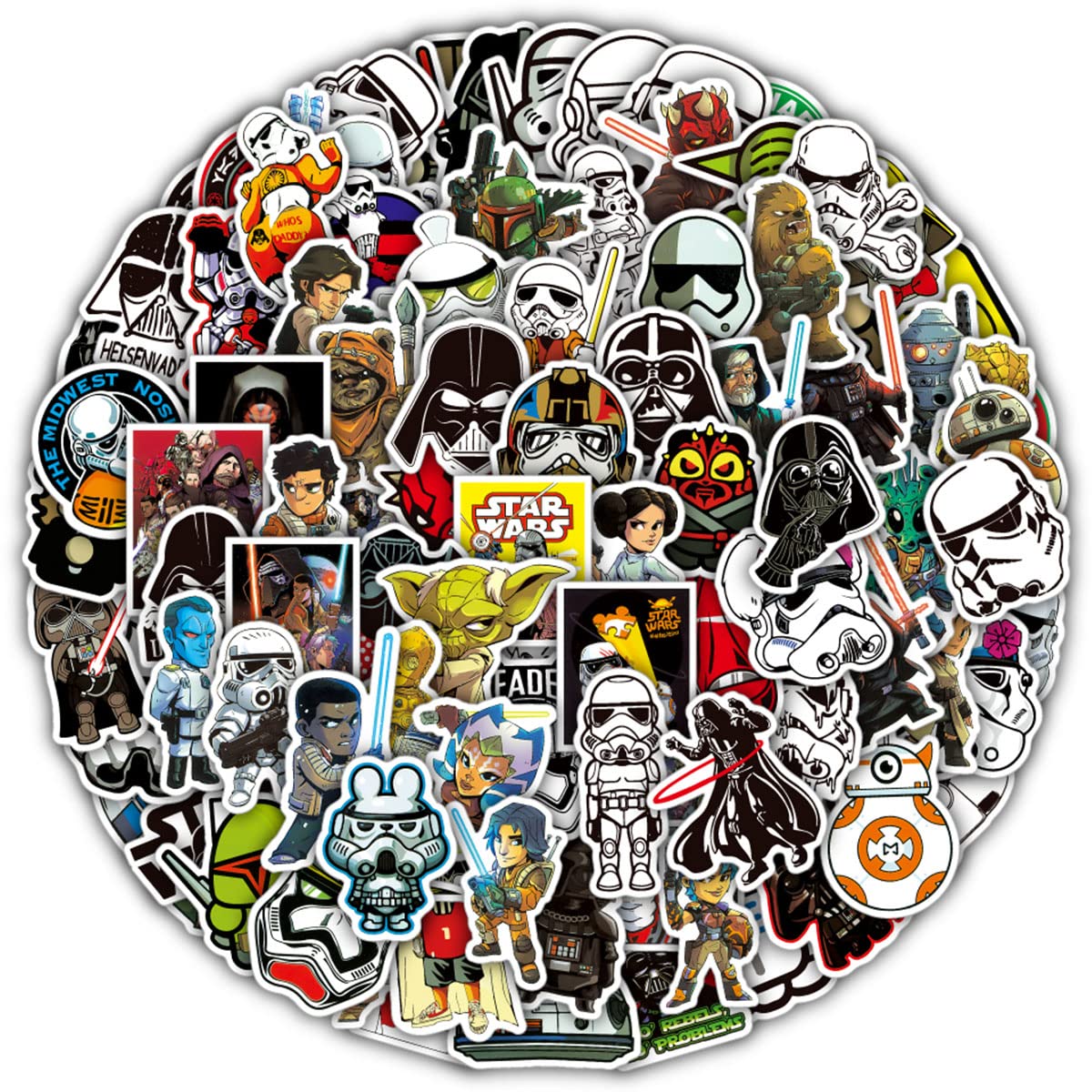 Trendy Stickers100Pcs Waterproof Vinyl Stickers for Boys Girls|Cool Decorative Decals Stickers Pack for Laptop Tablet Computer Tablet Phone Travel Case Car Bicycle Water Bottle Bicycle(Pattern D)