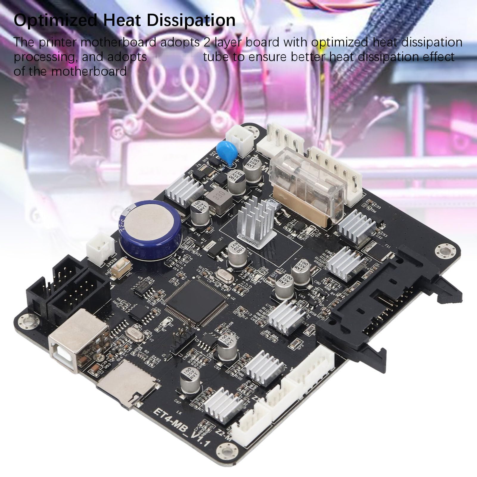 Goshyda 3D-Drucker-Motherboard 32-Bit-Steuerplatine, Aktualisierter STM32F407 A4988-Treiber für Anet ET5X, Verbesserter Wärmeableitungs-MOSFET, 8–35 V Eingang, Industriequalität für 3D-Druck