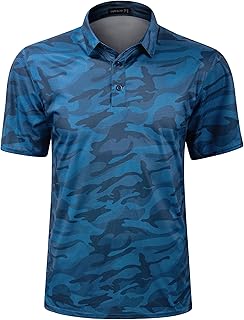 Mens Quick Dry Polo Shirts Camouflage Pattern Performance Athletic Lightweight Breathable Casual Golf Tshirts
