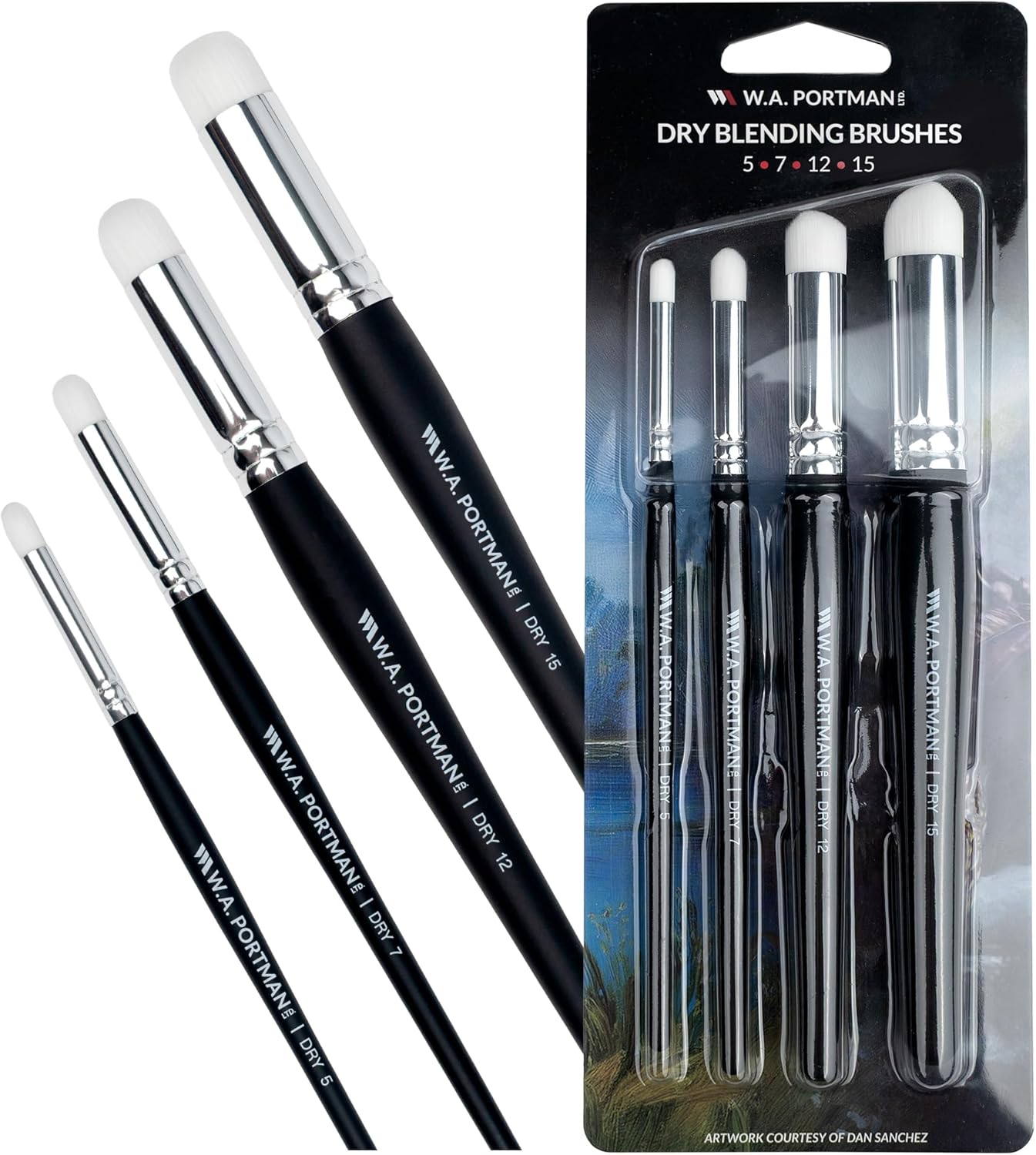 WA Portman Dagger Watercolor Paint Brushes Professional 4pc Set – 100% Vegan, Cruelty-Free Watercolor Brushes Professional with Triangular Comfort Grip – Precision Acrylic Paint Brush Set for Artists