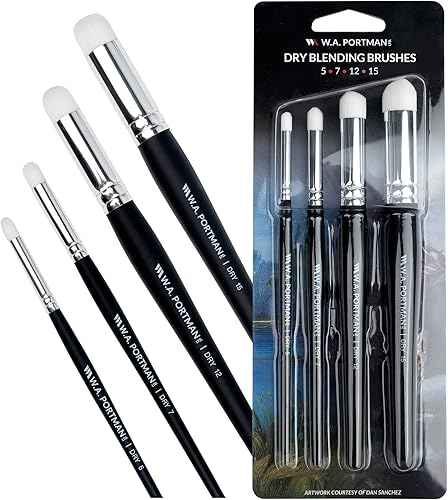 Miniatura 11 de WA Portman - Juego de 4 pinceles planos profesionales, 100% veganos, libres de crueldad animal para pintura acrílica con agarre cómodo triangular