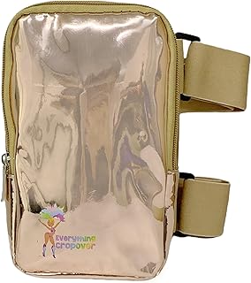 J'ouvert - Bolsa holográfica para muslo, arnés de pierna de carnaval para mujer, riñonera para exteriores, mochila de viaje con correas ajustables de colores, Oro rosa con correas neutras, Talla
