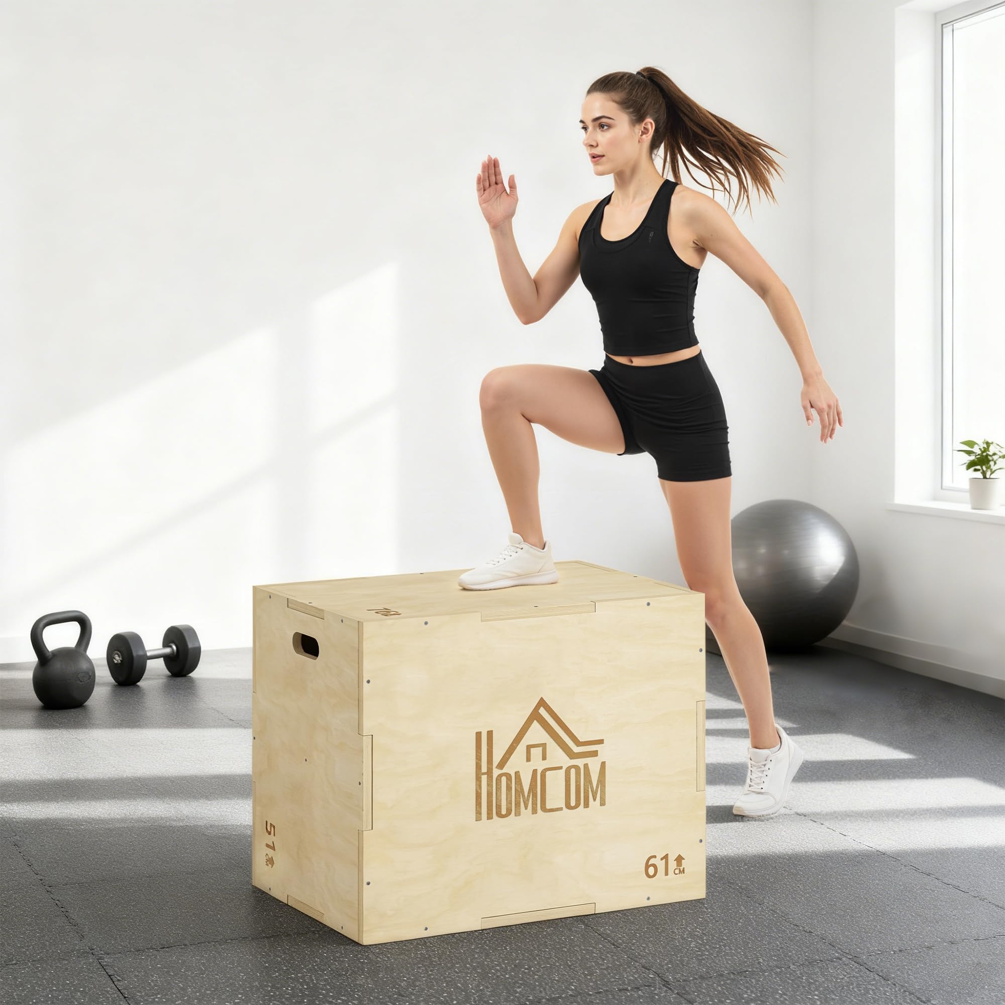 HOMCOM Box Jump pliométrie 3 en 1 Appareil boîte à Saut Musculation Fitness & entraînement croisé plyobox pour Box Training en Bois