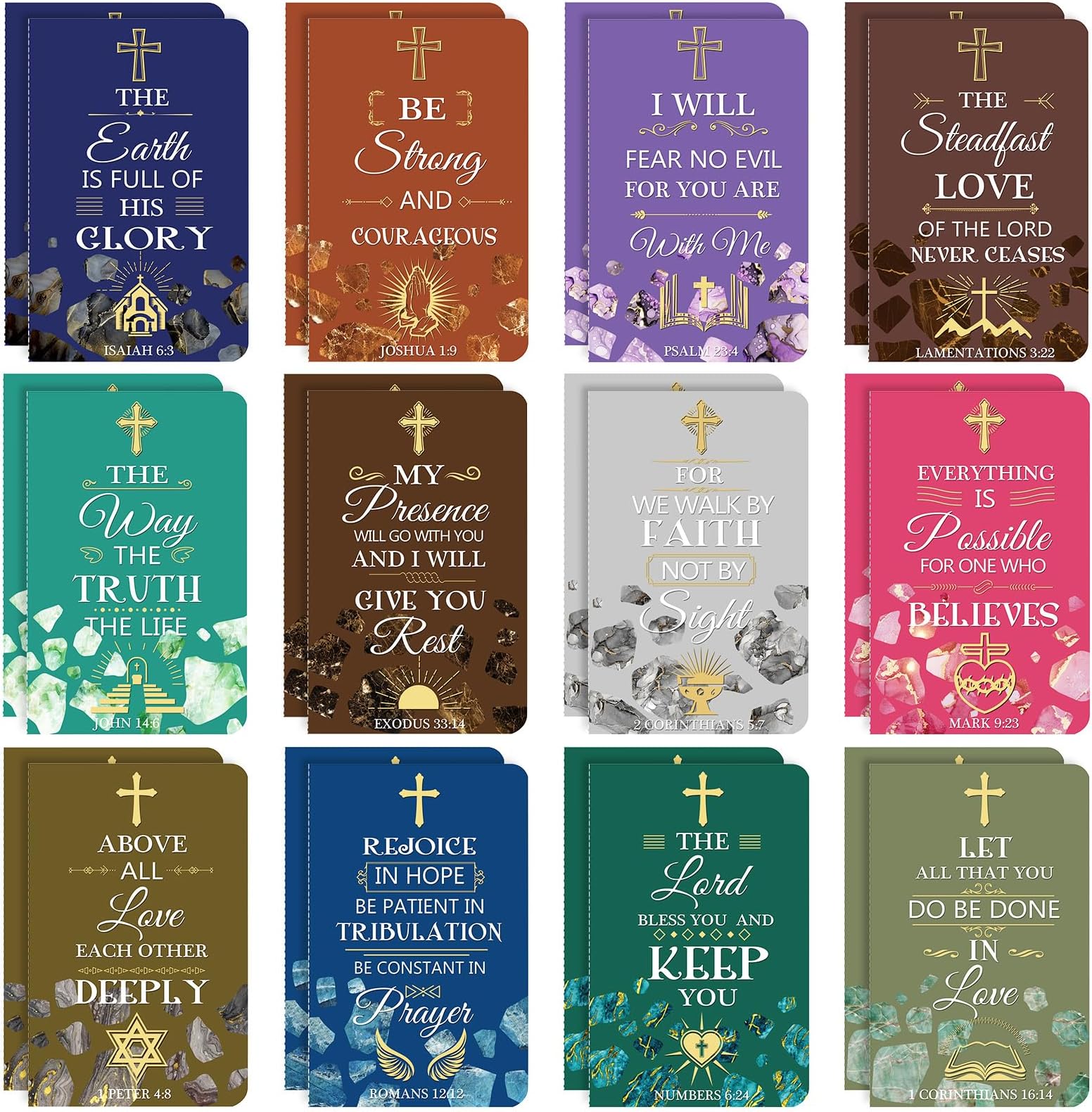 Bible Verse Notebook Christian Inspirational Mini Notepads Scripture Small Notebook Religious Motivational Small Pocket Notepads Christian Gifts for Kids School Office (Classic,24 Pcs)