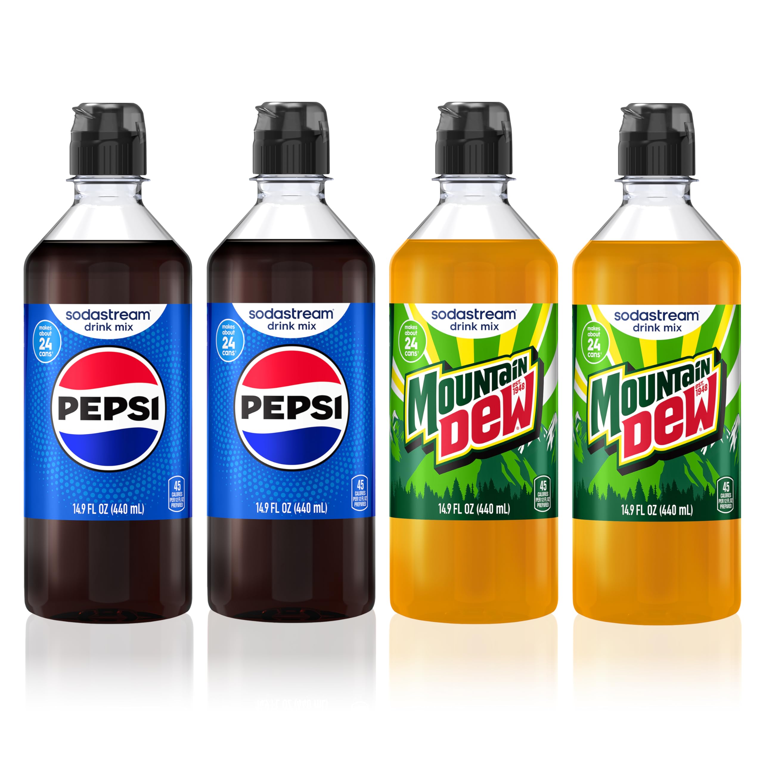 SodaStream Pepsi, MTN Dew 뉴 푸어 보틀 버라이어티 팩, 440ml (4팩)
