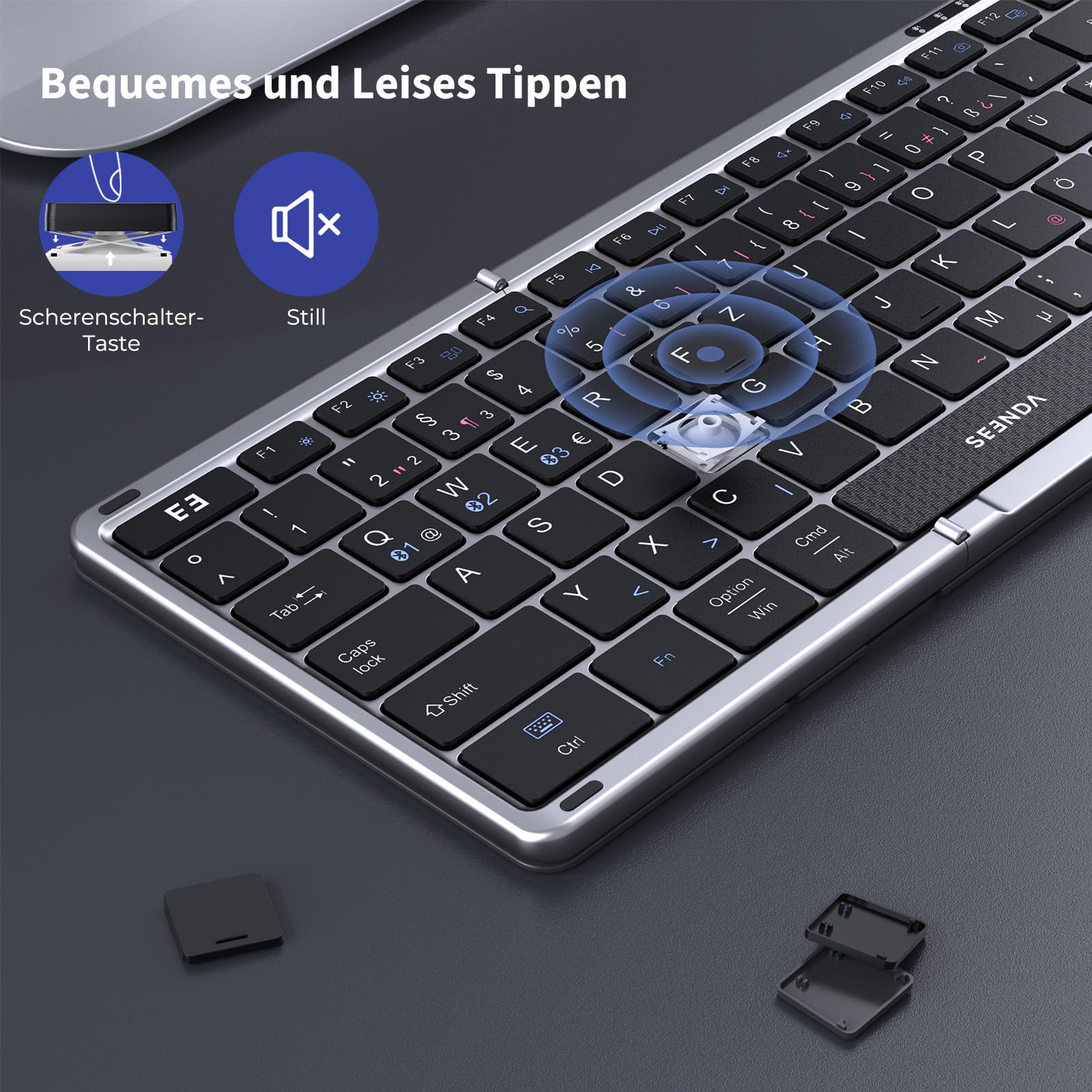 Clavier Bluetooth Pliable Sans Fil Seenda, Portable, Pour PC Mac Smartphone Windows Ios Android
