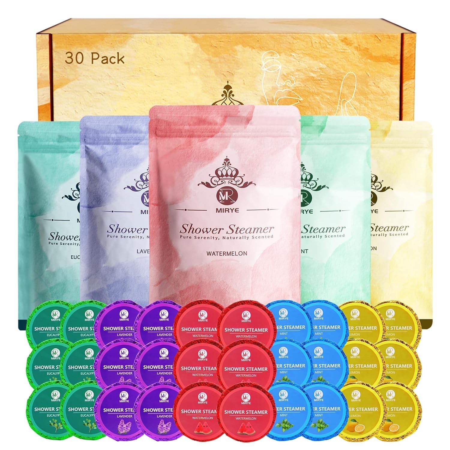 Shower Steamers Aromatherapy, 30-Pack Shower Steamer for Women Men, Shower Bombs with Essential Oils Stress Relief Self Care, Birthday Gifts for Mom,