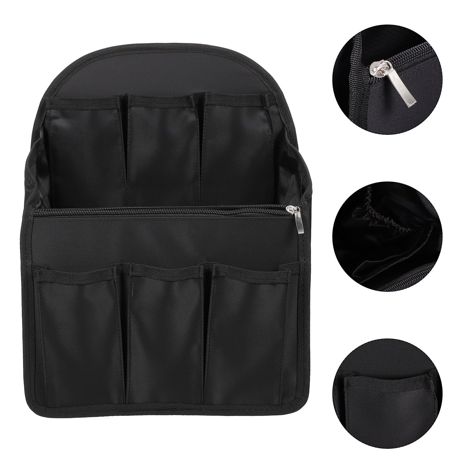 Inserto Organizer per Zaino Nero in Nailon Traspirante Multi Scomparti e Tasche Multiple per Viaggi e Spostamenti