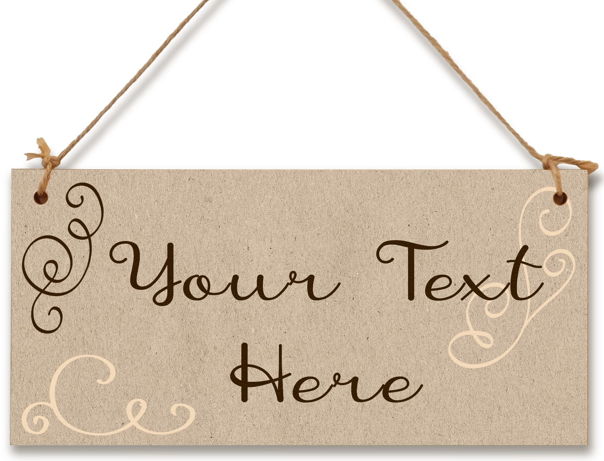 Personalised Hanging Plaque Your Custom Text Kraft Vintage Decorative Wooden Door Wall Sign Home Decor Add Any Message