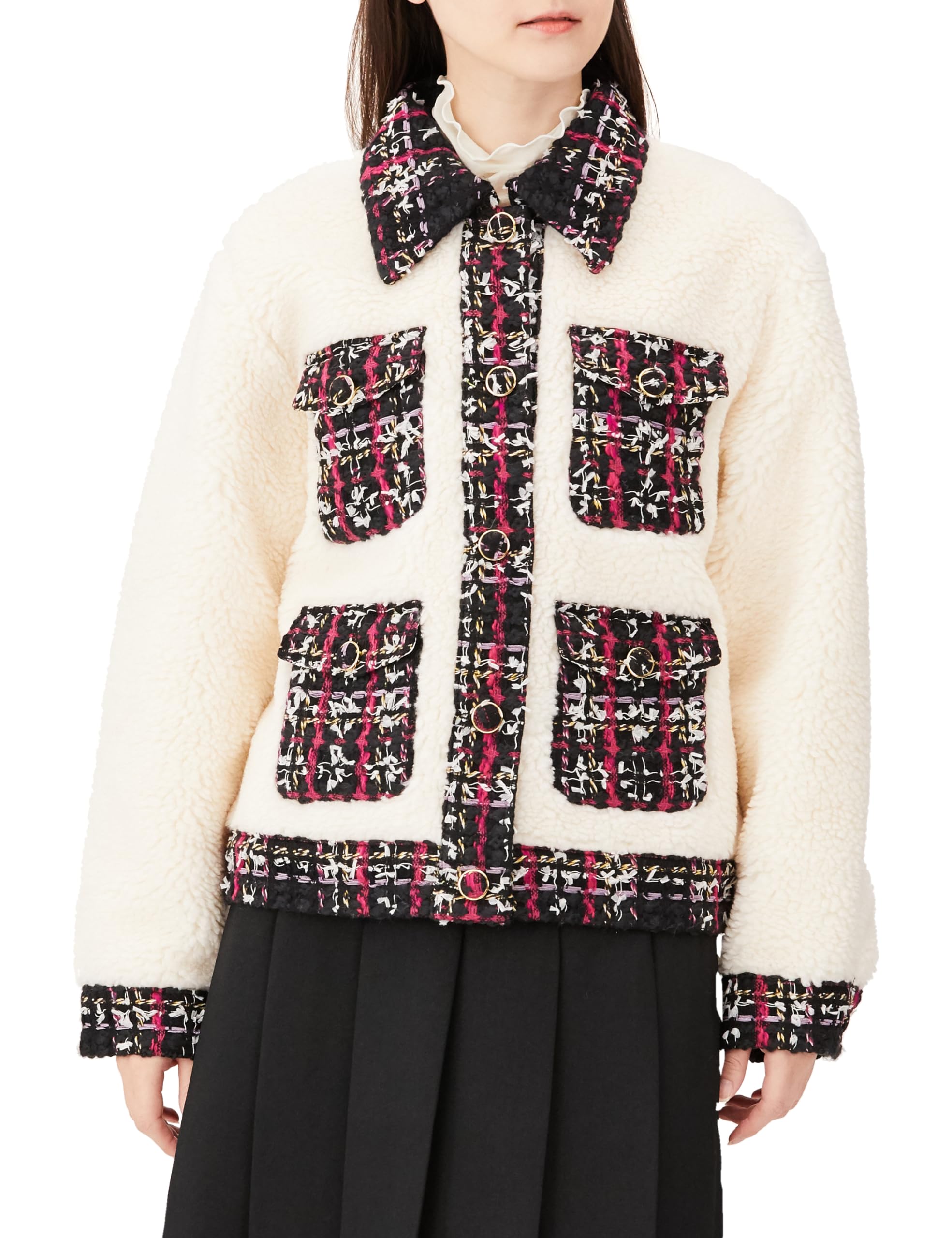 Amazon | [グレースコンチネンタル] 2023AW ﾂｲｰﾄﾞｺﾝﾋﾞﾎﾞｱｼﾞｬｹｯﾄ