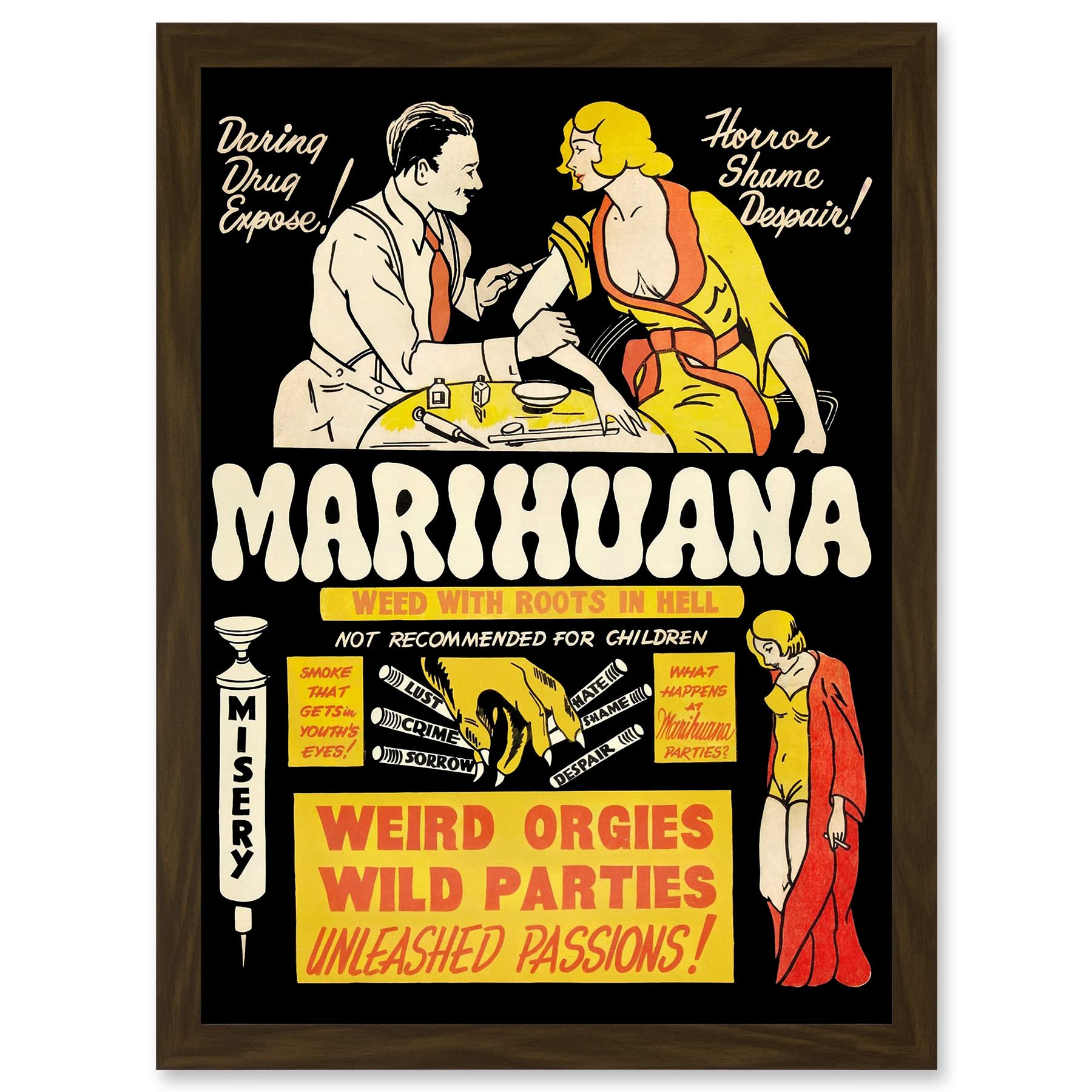 Artery8 Drug Abuse Marijuana Prohibition Cannabis Weed Reefer Weird Orgies A4 Artwork Framed Wall Art Print