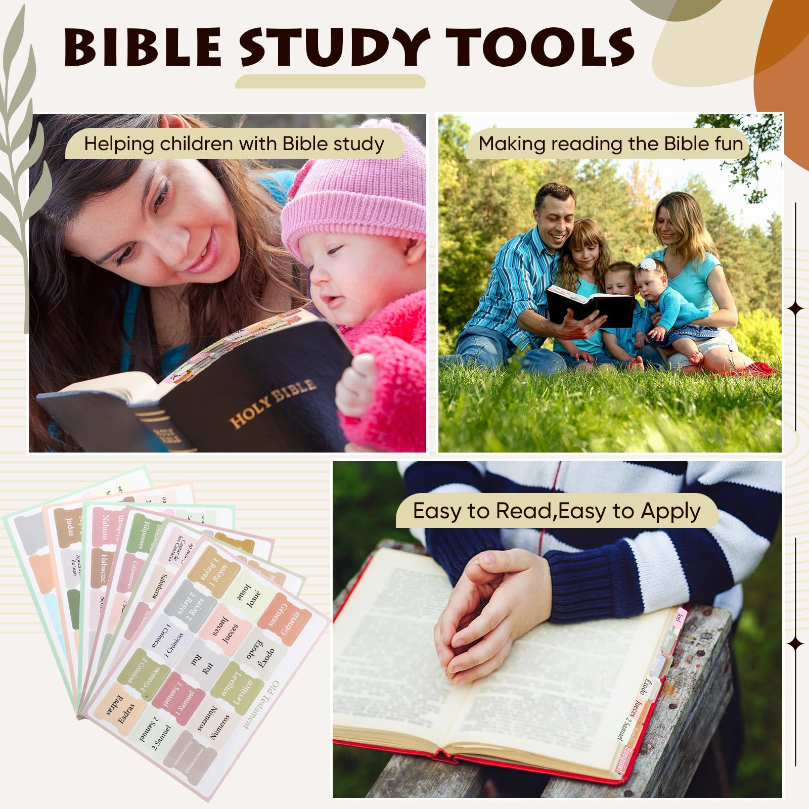 Noveread Pestanas Para Biblia En Espanol Spanish Bible Tabs Earth Tone Bible Book Tabs Catholic for Women and Men, Easy to Read, Apply - Image 5