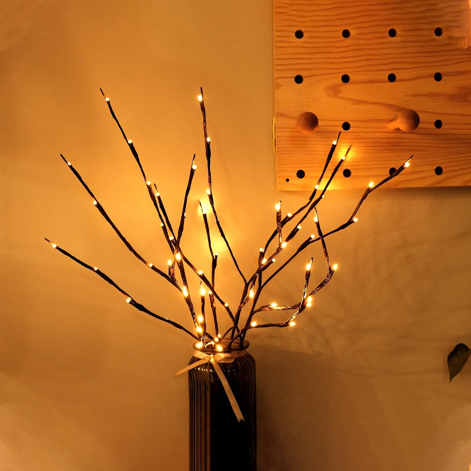 RENUS Branch Lights,3 Packs Twig Light USB Powered 8 Flashing Modes by Remote Control.Branch Lights for Indoor and Outdoor, Light Up Decorations for Halloween Thanksgiving Day and Christmas,Warm White