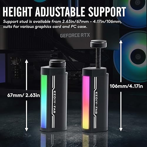 Miniatura 6 de EZDIY-FAB Soporte de soporte de GPU,Soporte de tarjeta gráfica ARGB de 5V 3PIN, Soporte de soporte de GPU altura ajustable,Soporte de aluminio para