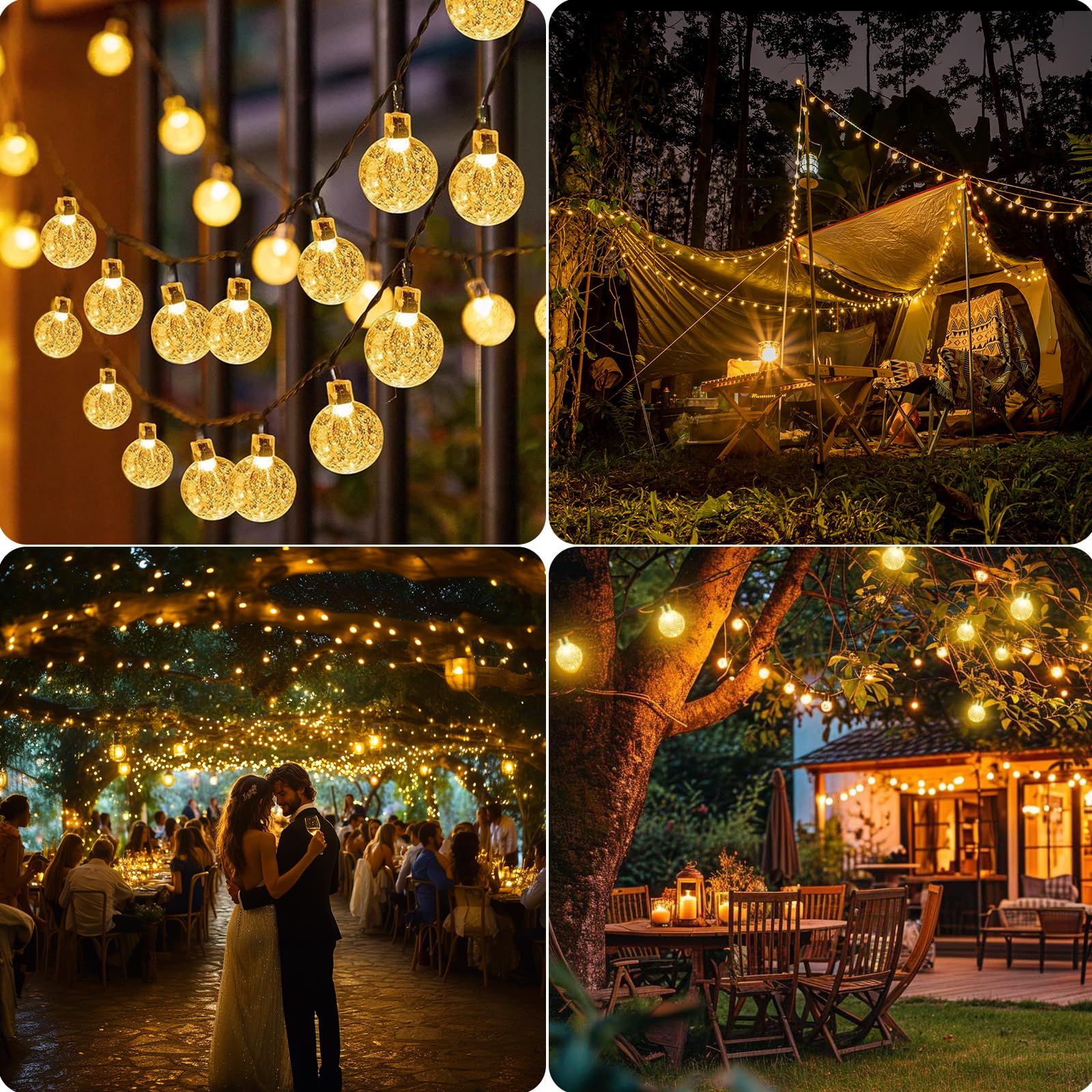 Catena Luminosa Esterno Solare 200LED 8 Modalità Luci Solari Esterno IP65 Impermeabile 27M Luci Giardino Energia Solare per Festa, Campeggio, Balcone, Feste, Gazebo(Bianco Caldo+Funzione di Memoria)