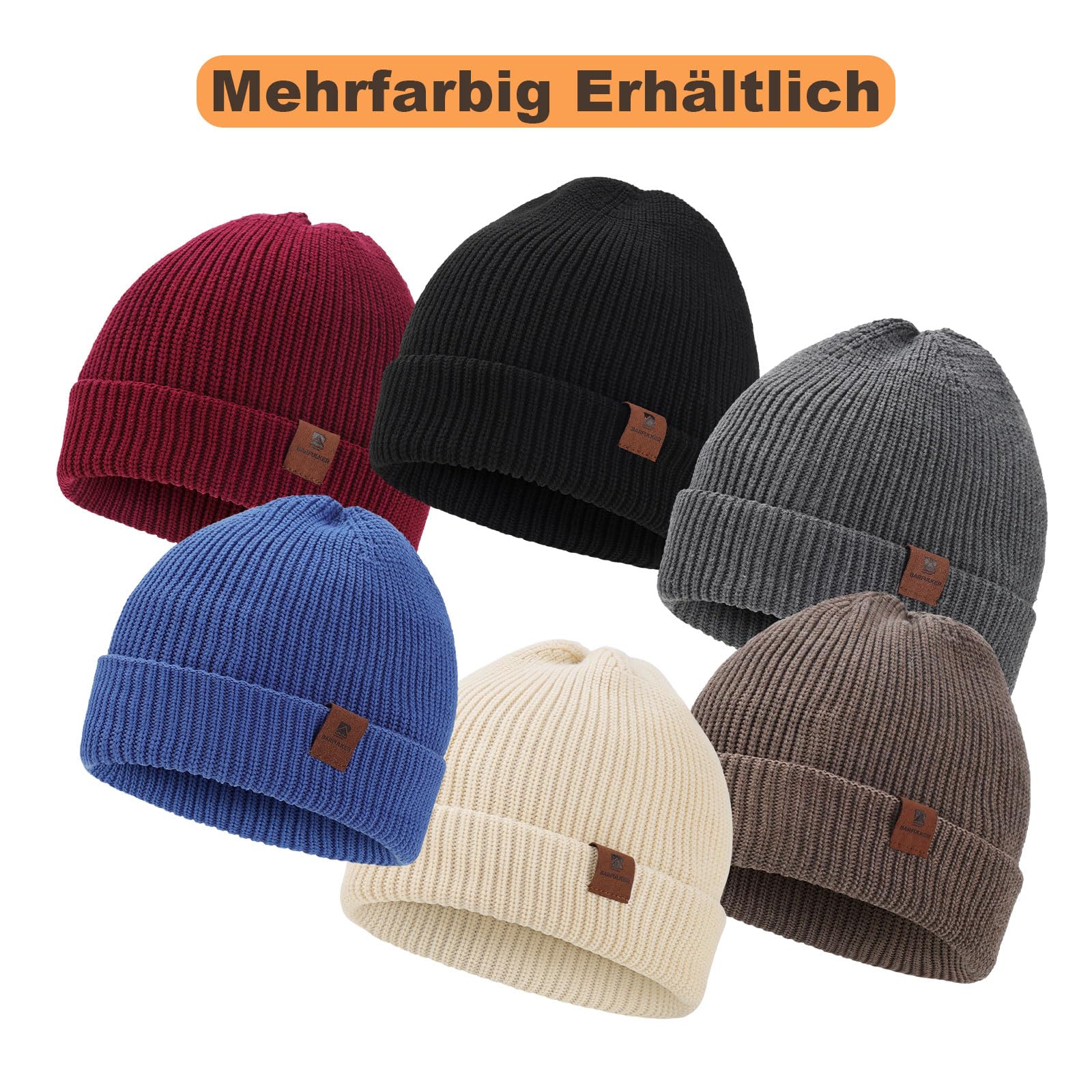 Czapka Beanie dla Mężczyzn i Kobiet, Uniseks Czapki Dzianiny na Jesień Zimę Dzianina Czapka Zimowa Damska Miękka i Ciepła Czapka Knitted Hats,Biały