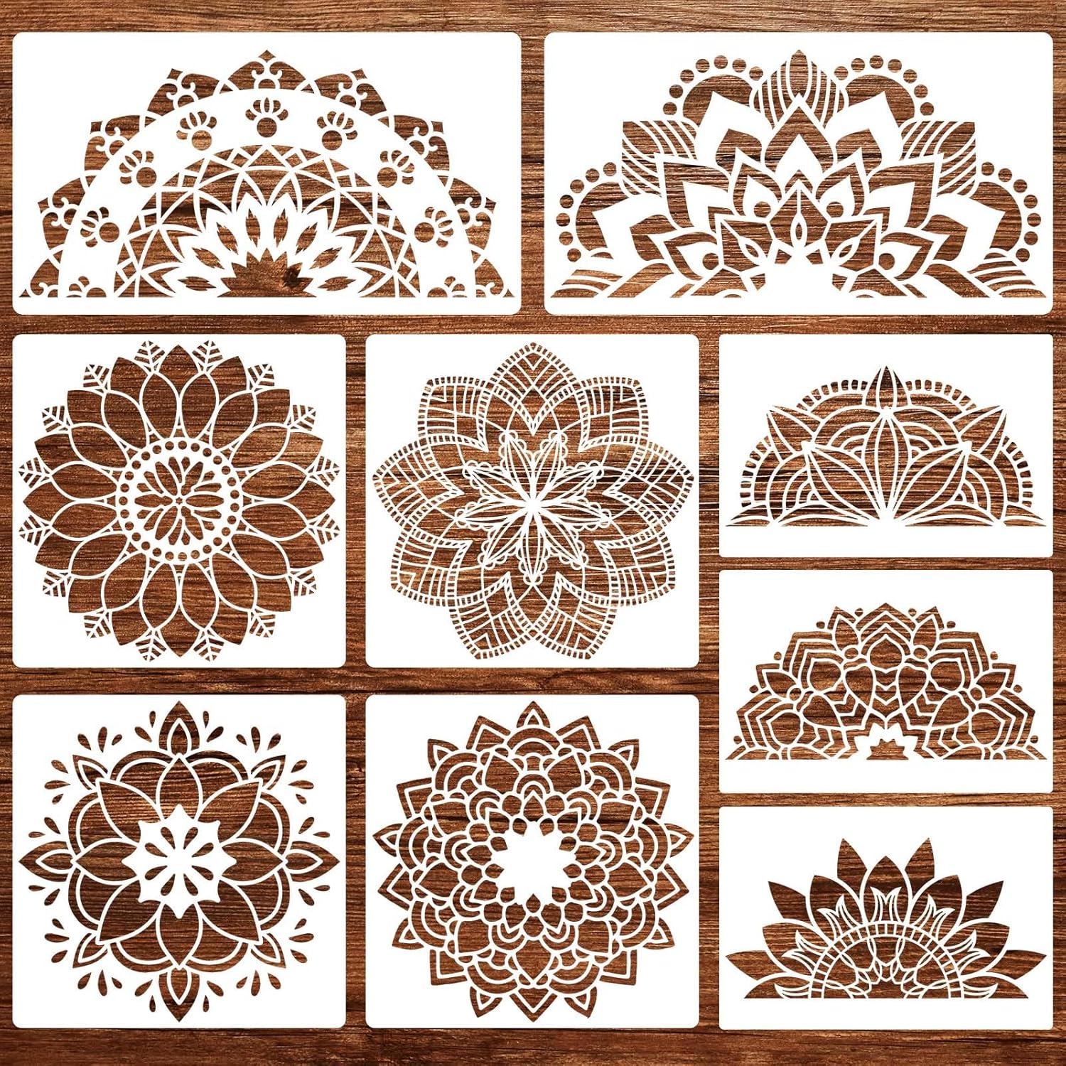 9 Pack Large Mandala Stencils for Painting Mandala Painting Templates