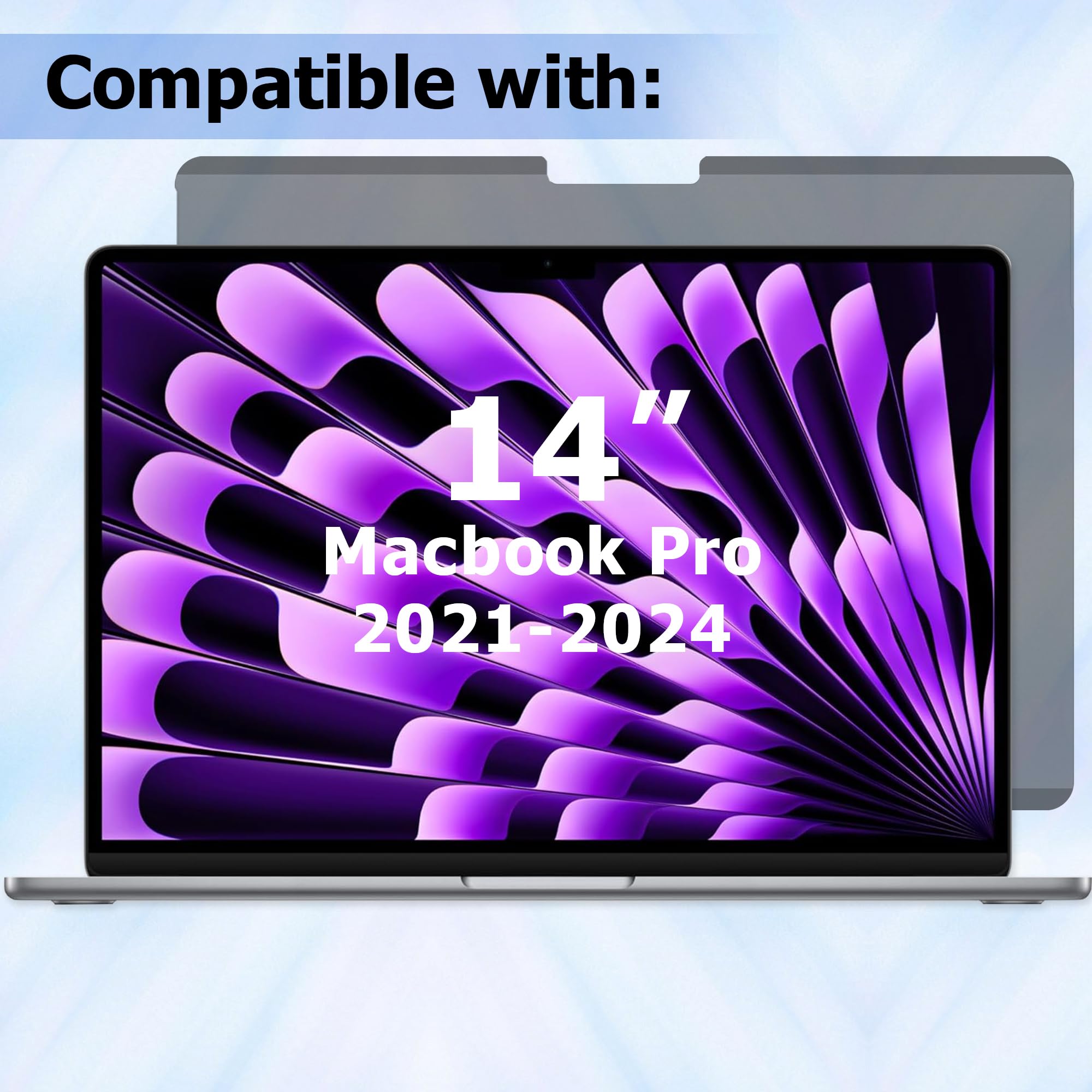 Adeway de Pantalla Privacidad MacBook Pro 14" (2021–2024, M1-M4, Pro, Max), Anti-Espía, Filtra Luz Azul, Fácil Instalación, Mate Anti-Reflejo, Bloquea Luz Azul y UV, Diseño Delgado, Ideal Viajes