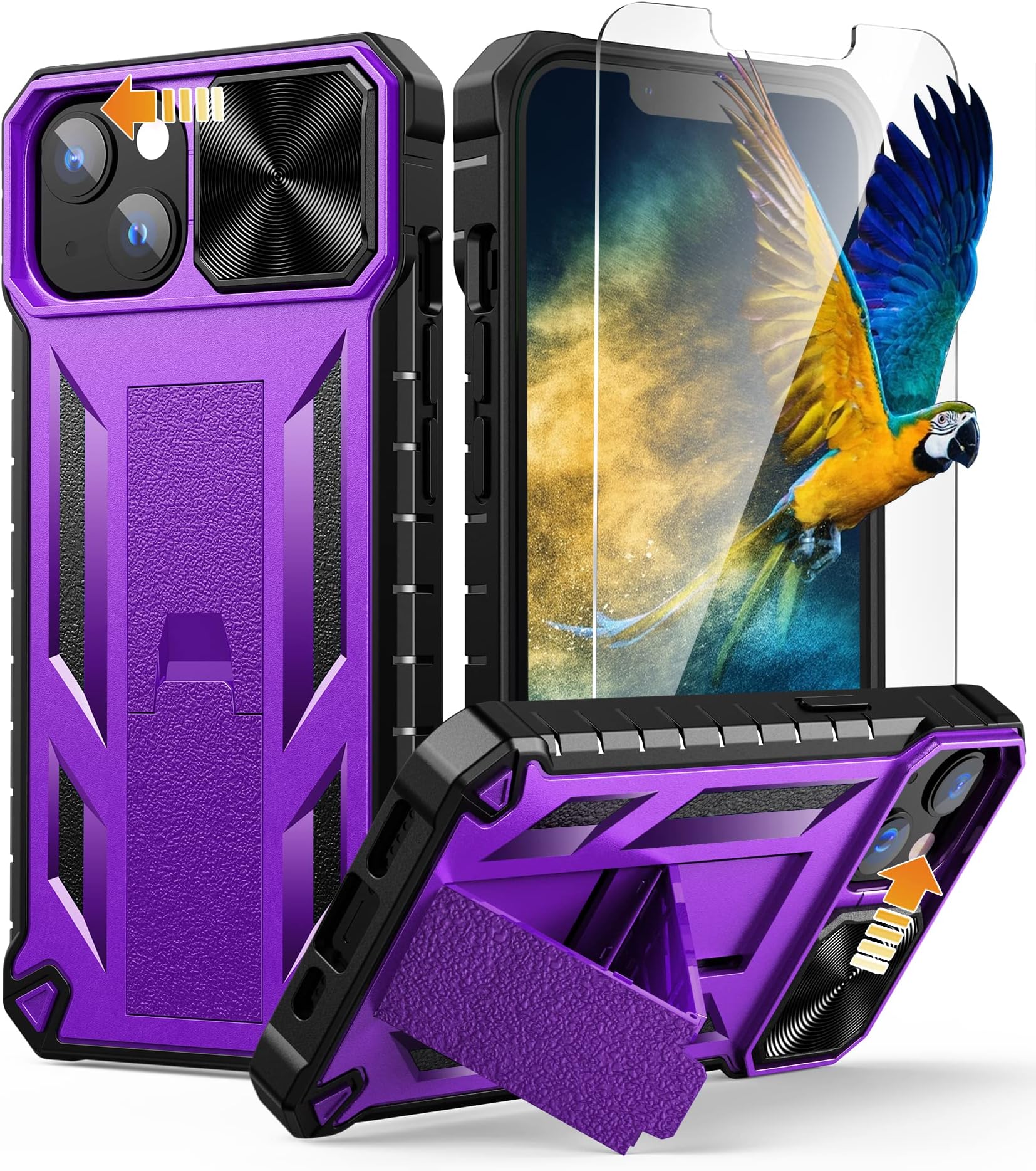 SOiOS for iPhone 13 iPhone14 Case with stand: iPhone 13 iPhone14 Cover with Kickstand | Shockproof Military Grade Protective Cell Phone Case | TPU Durable Rugged Bumper Textured Matte Hybrid Design