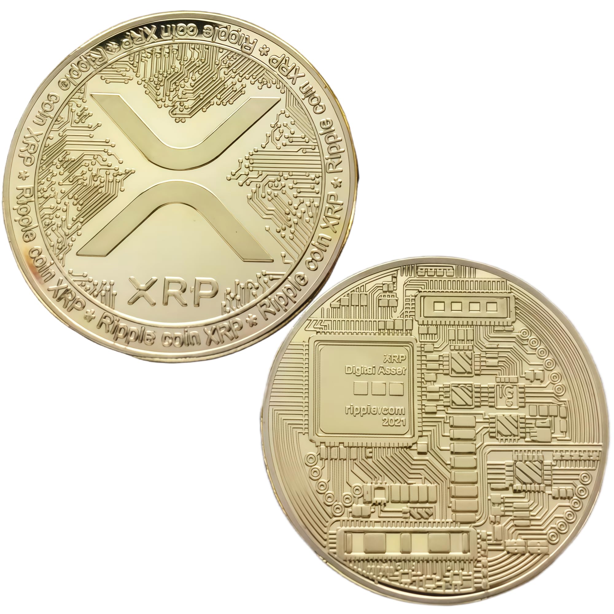 Gold-Plated Ripple XRP Coin – XRP Ripple Physical Crypto Coin – Commemorative Cryptocurrency Collectible – Hobby Gift for Crypto Enthusiasts (Upgraded Version 1PCS)