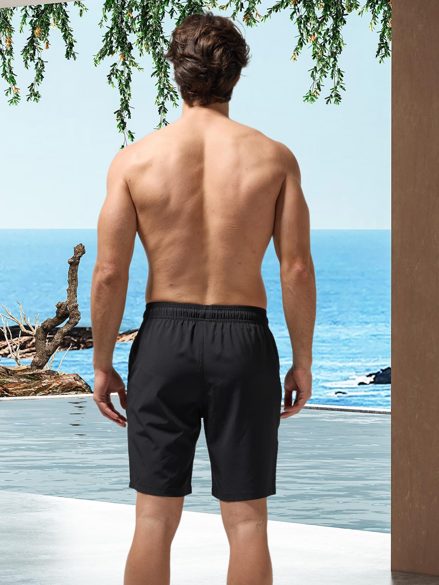 Arcweg Short de Bain Homme Long Maillot de Bain 2 en 1 avec Doublure à Séchage Rapide Short de Plage Surf Natation avec Poche et Cordon Réglable