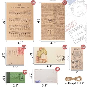449 Sheets Vintage Journaling Scrapbooking Paper in 8 Styles