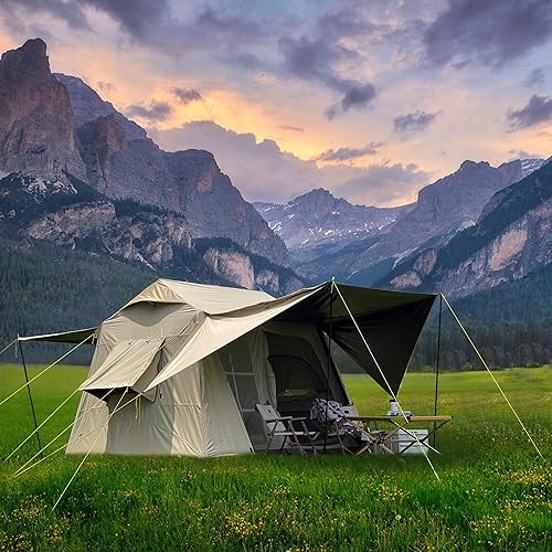Miniatura 7 de EULANT Tienda de campaña para 3 a 5 personas, tiendas de campaña familiares grandes, de doble capa, impermeable, resistente al sol, portátil, tienda