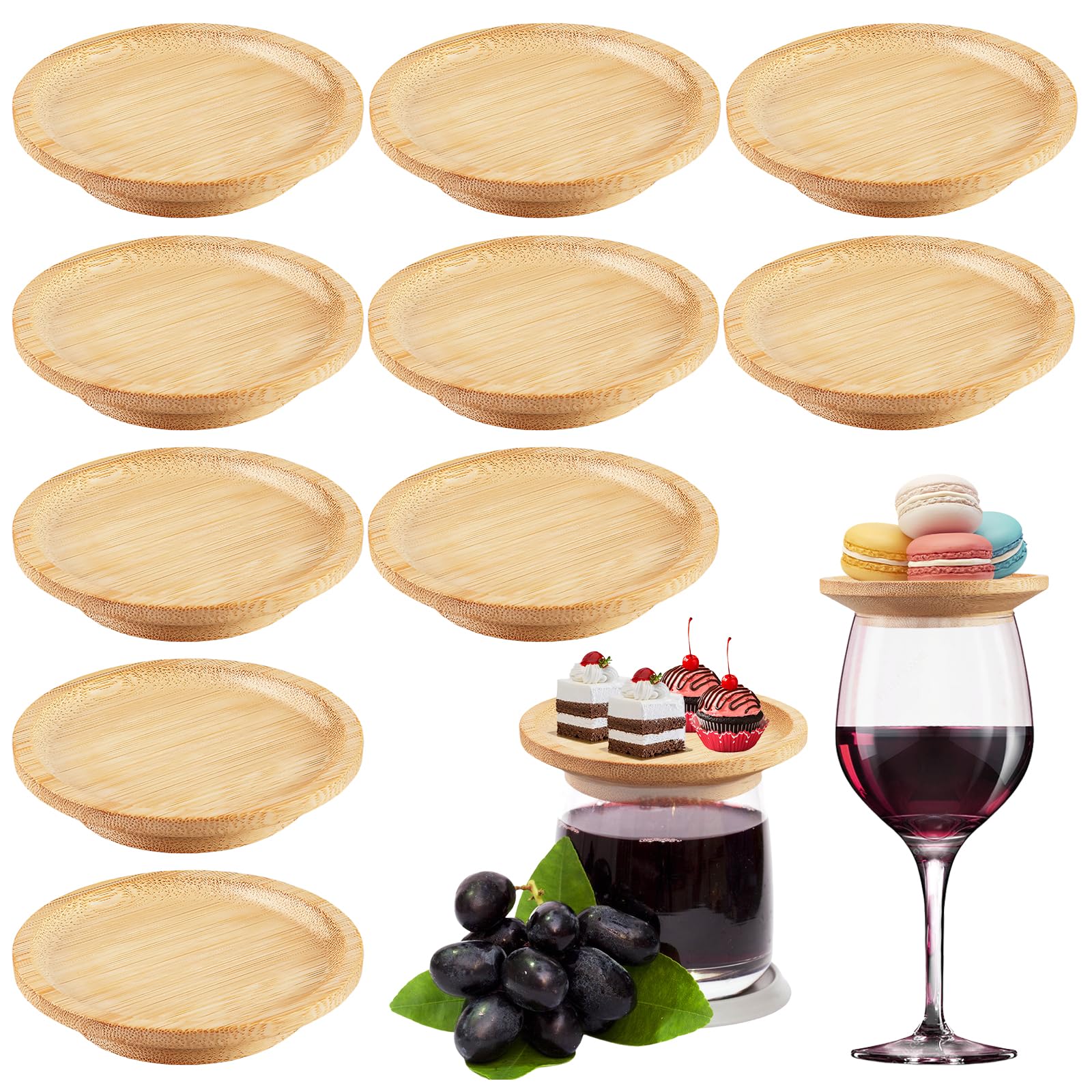 Topper per bicchieri da vino in legno, 10 bicchieri da vino Charcuterie Topper, Wine Glass Charcuterie Toppe, coperture per bicchieri da vino per decorazioni dessert, antipasto, in legno, diametro 10