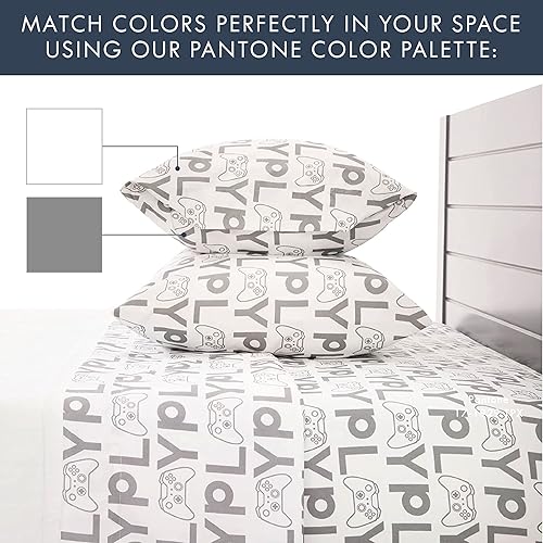 Miniatura 2 de Where The Polka Dots Roam Juego de ropa de cama para niños con control de consola de videojuegos para cama individual, resistente a las manchas y a