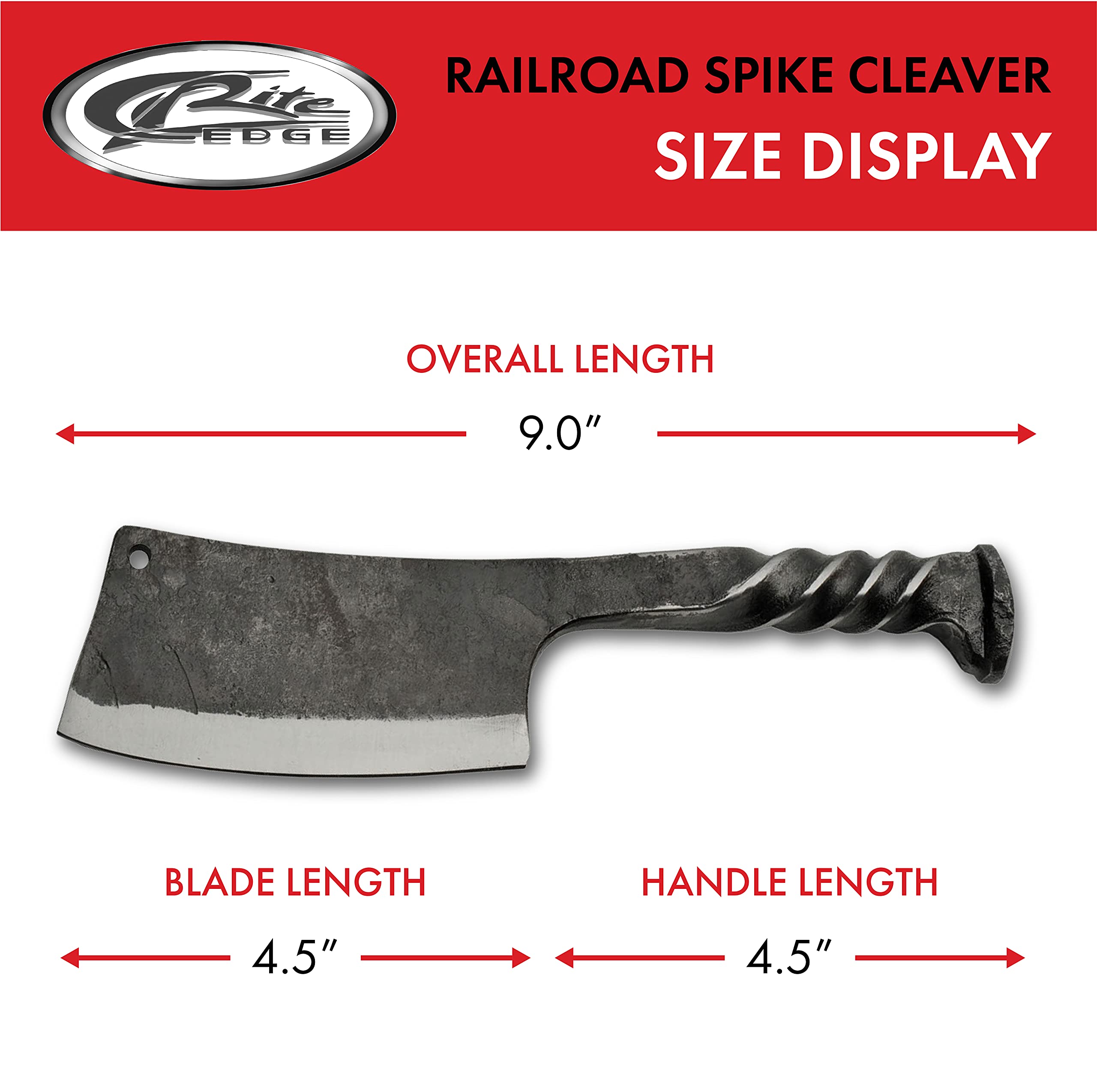 SZCO Supplies 9 "" Trenzado Mango Ferrocarril Spike Cleaver con Funda de cuero, Gris (HS-4416)