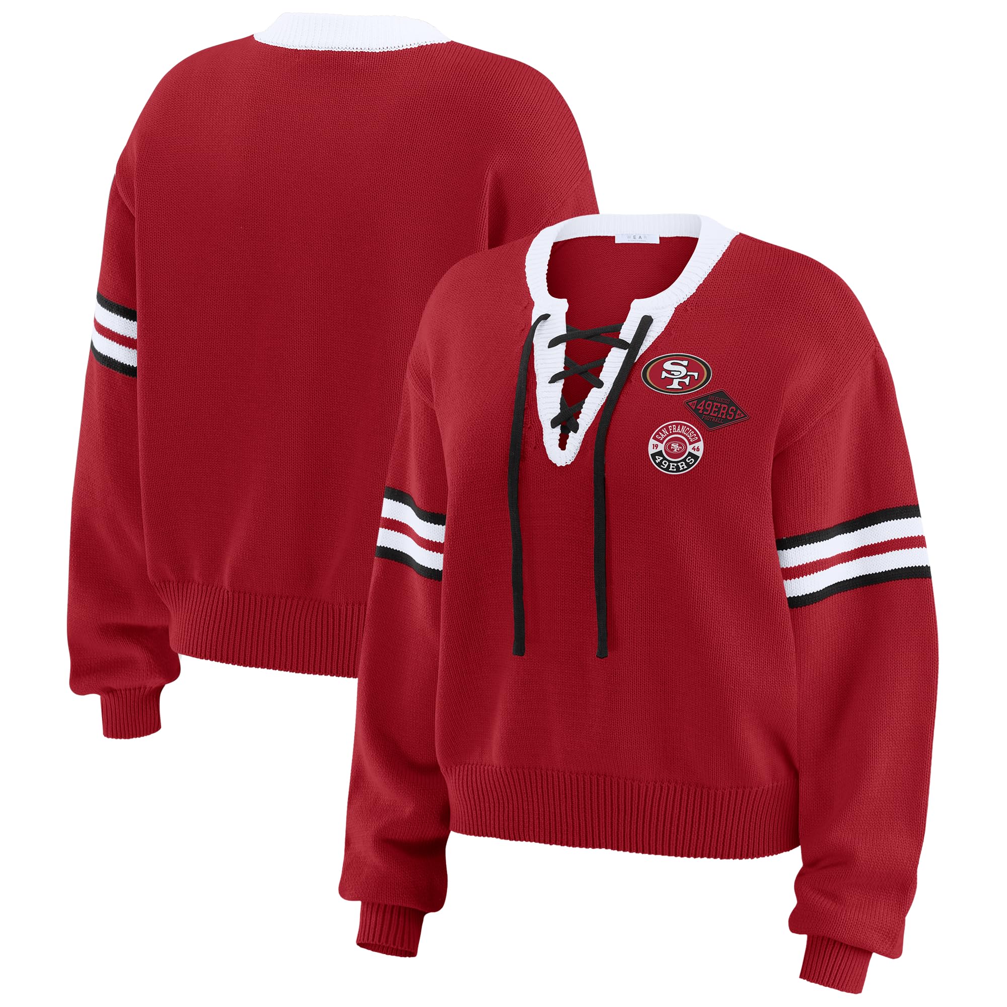 WEAR by Erin Andrews Womens NFL Lace-Up Sweater